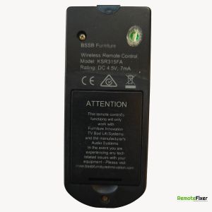Thumbnail: BSSB KSR315FA remote control back image