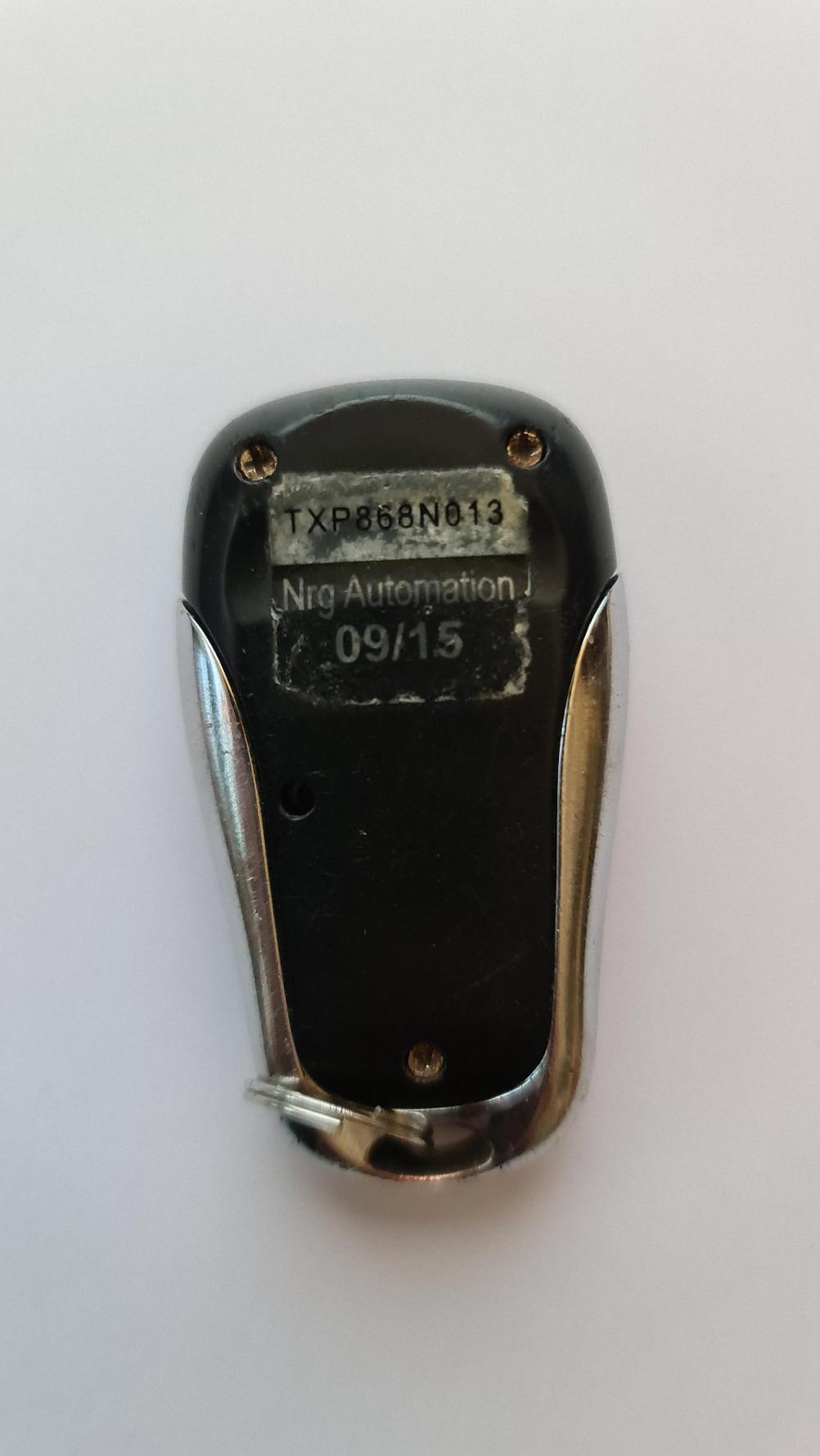 Nrg Automation TXP868N013 Remote Control - Back Image