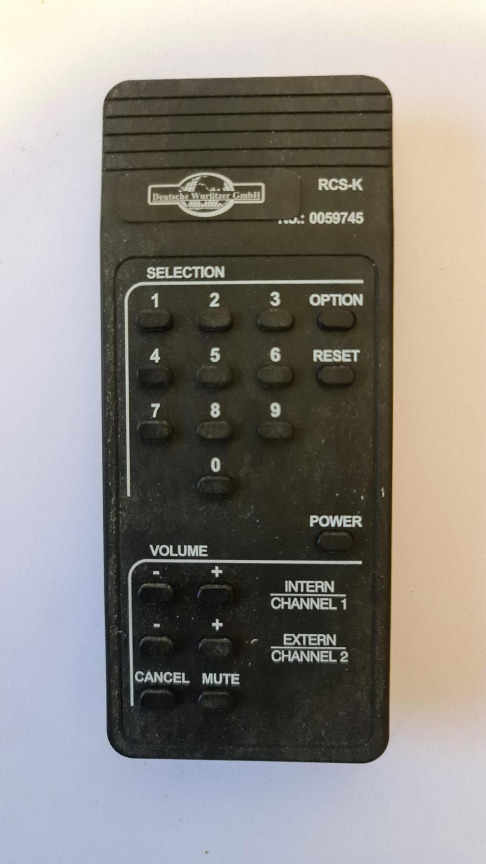 Wurlitzer  Deusche 1015 One More Time Remote Control - Front Image