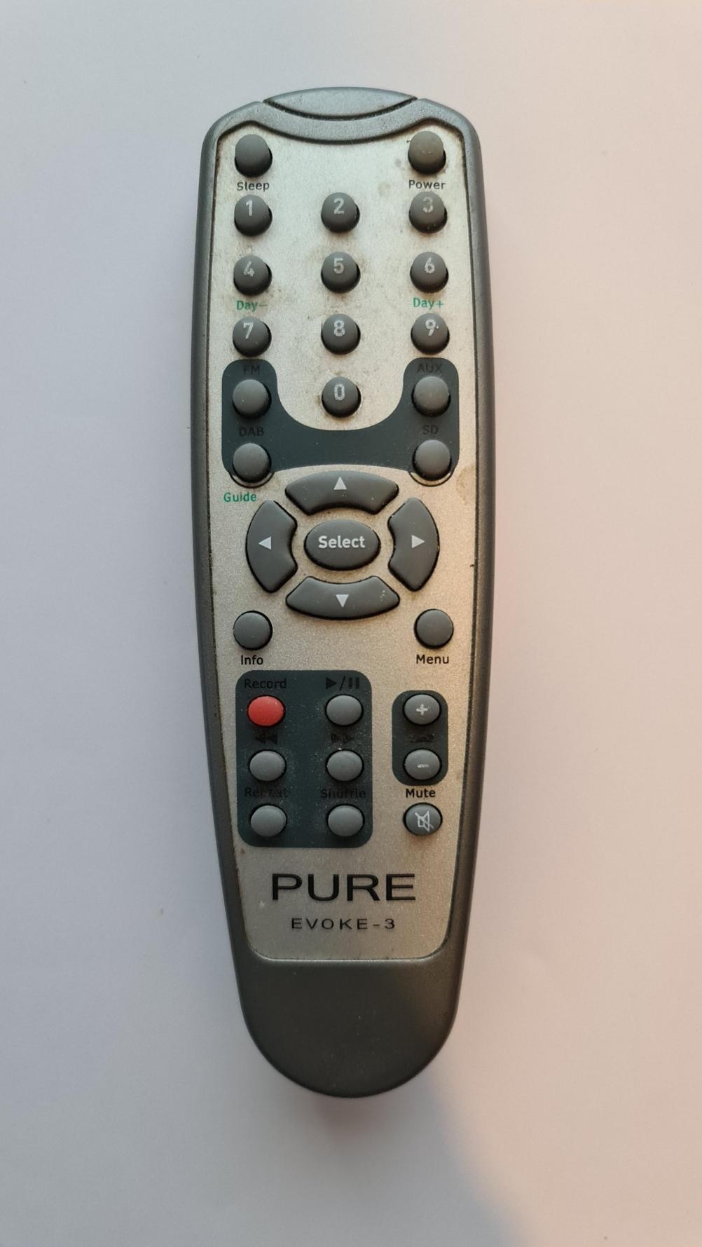 Pure  Evoke-3 Remote Control - Back Image