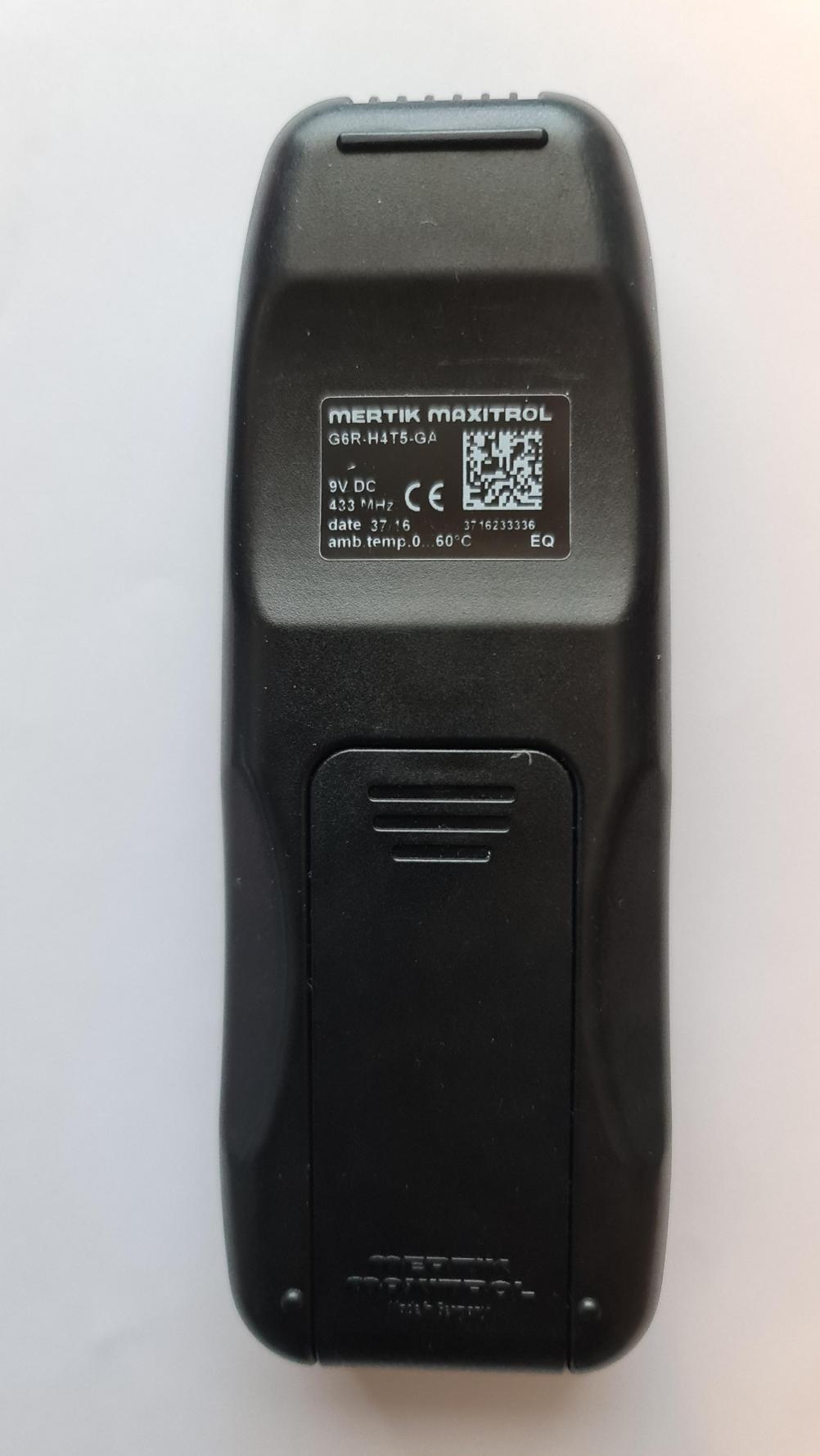 Mertik Maxitrol G6R-H4T5-GA Remote Control - Back Image