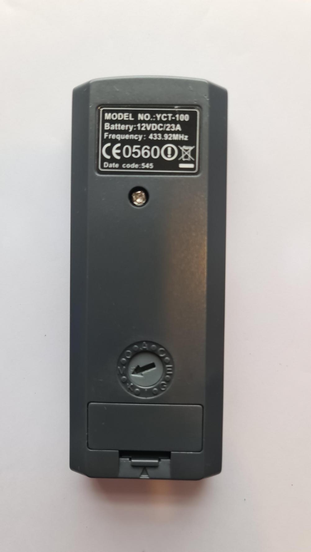 Flamerite YCT-100 Remote Control - Back Image