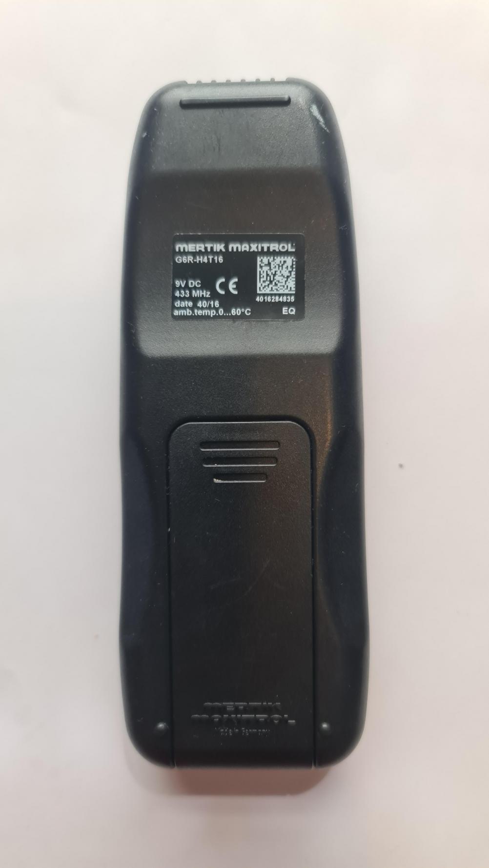 Mertik Maxitrol  Remote Control - Back Image