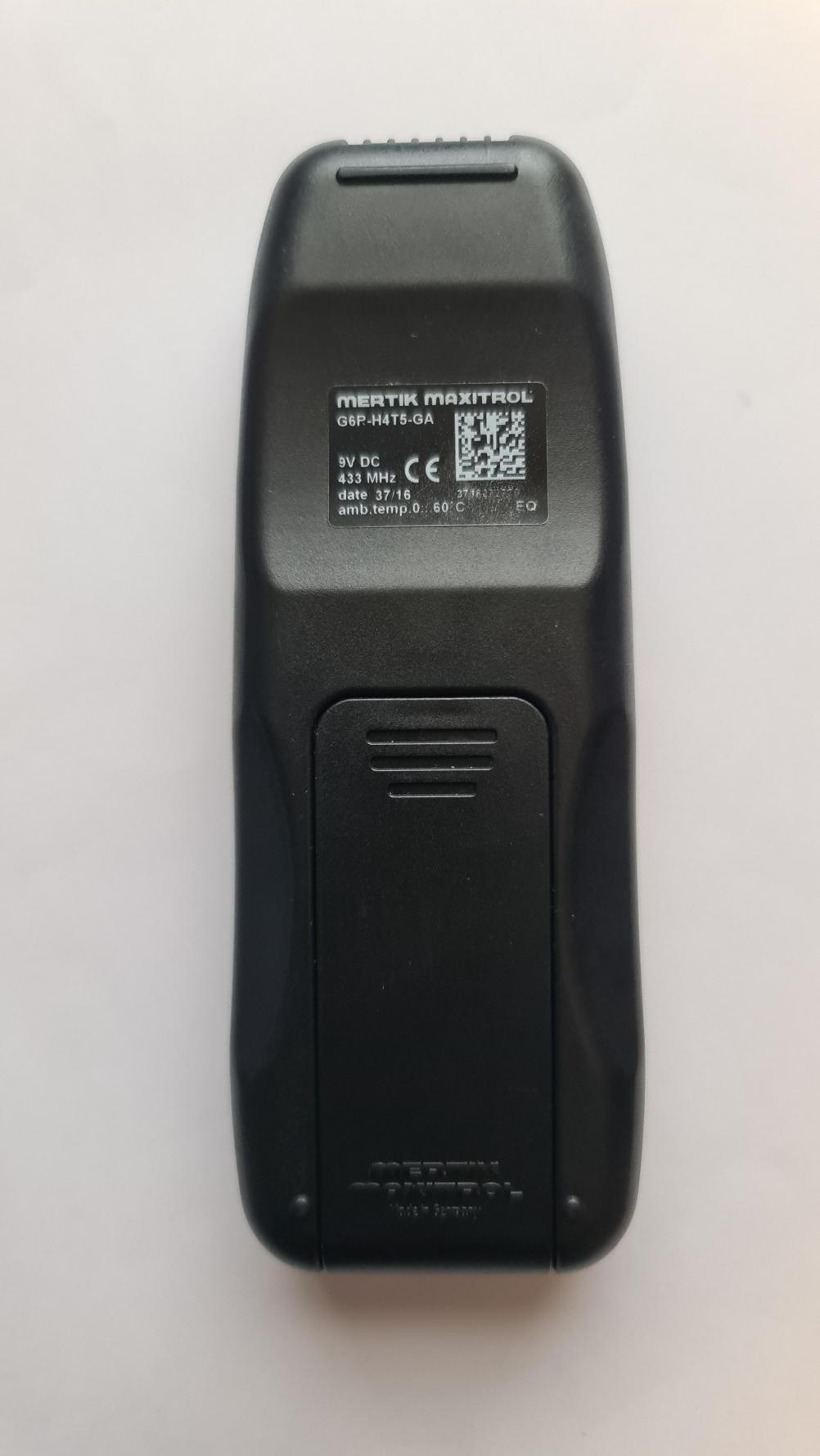 Mertik Maxitrol  Remote Control - Back Image