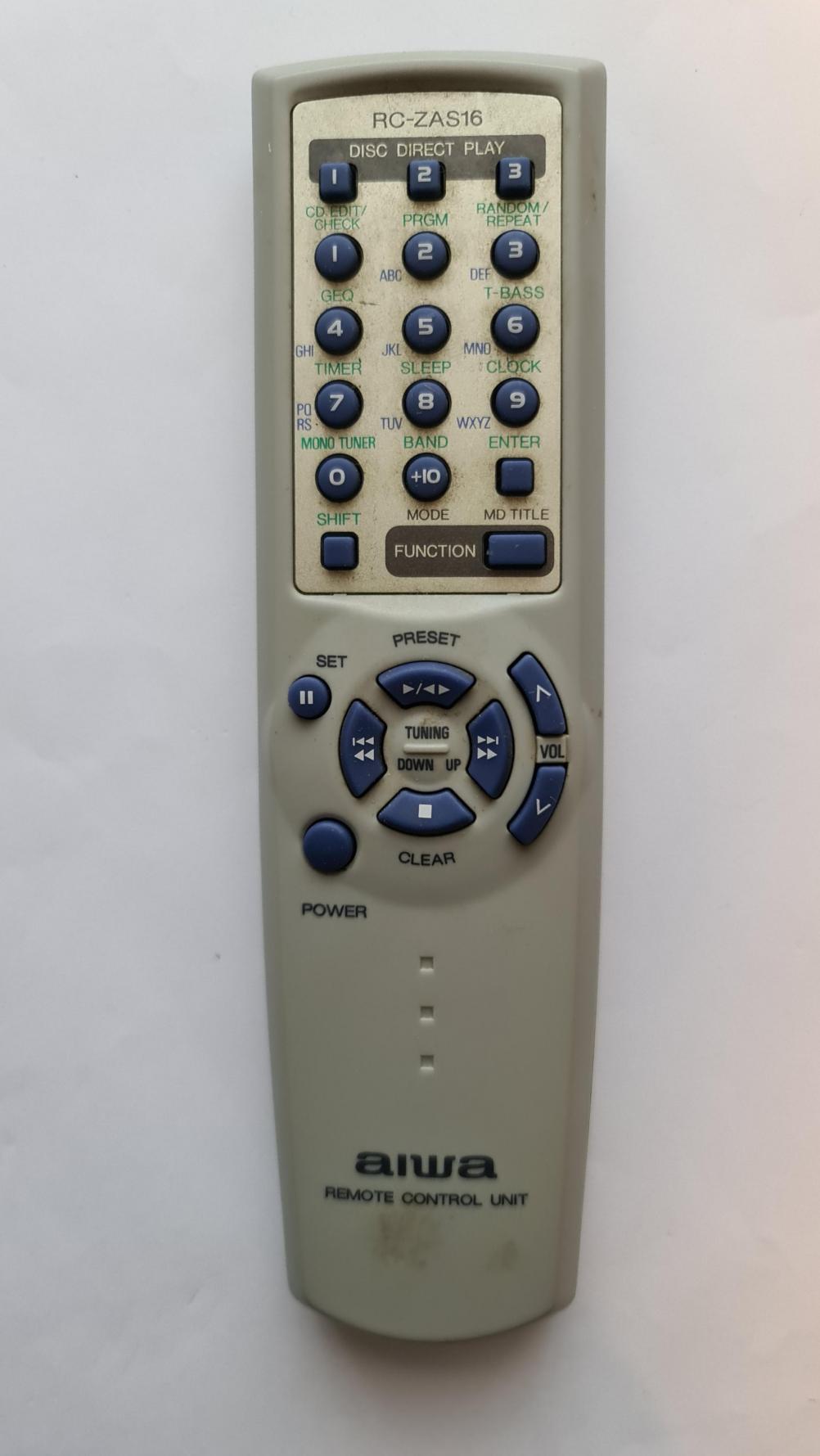 Aiwa  RC-ZAS16 Remote Control - Front Image