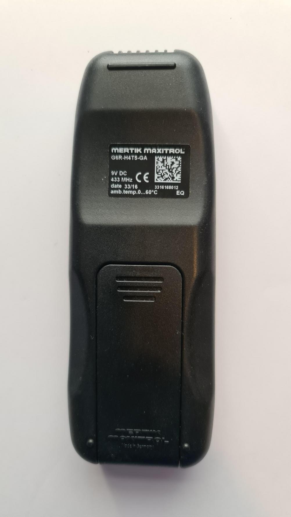 Mertik Maxitrol G6R-H4T5-GA Remote Control - Back Image