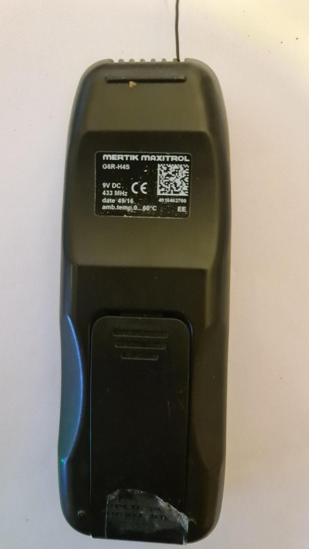 Mertik maxitrol  G6R-H4S Remote Control - Back Image