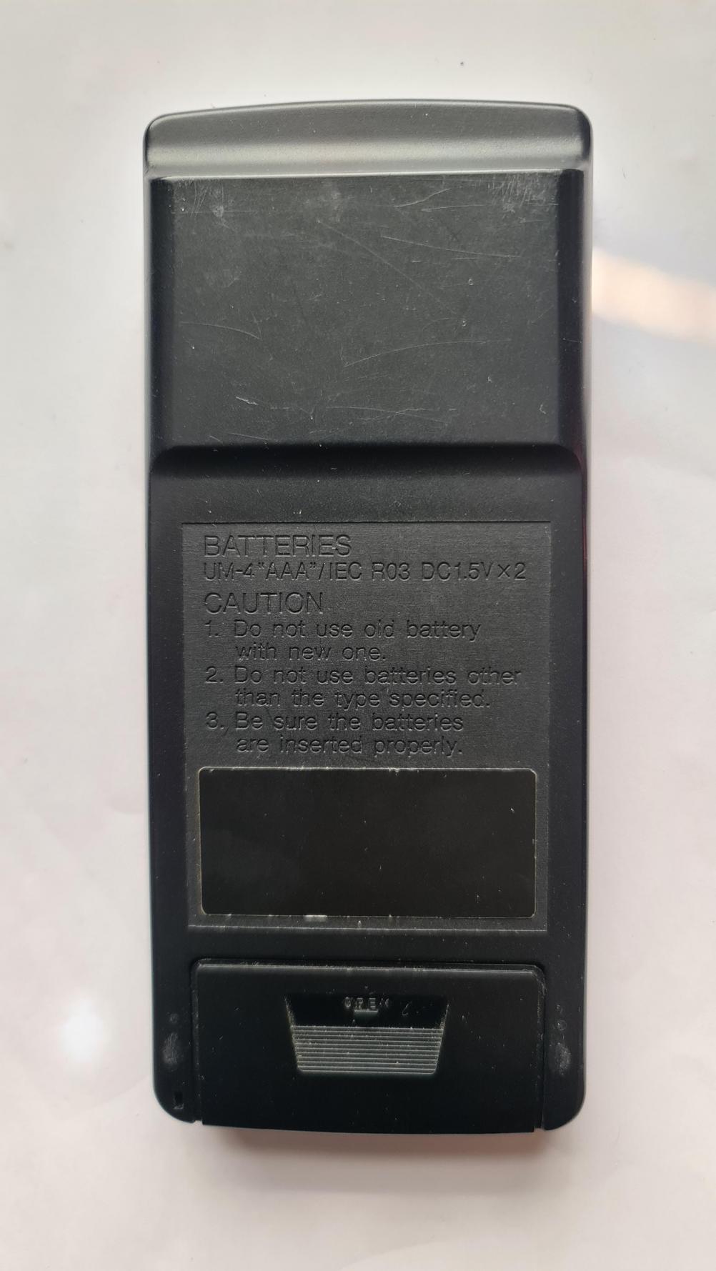 Panasonic RAK-RX3001E Remote Control - Back Image