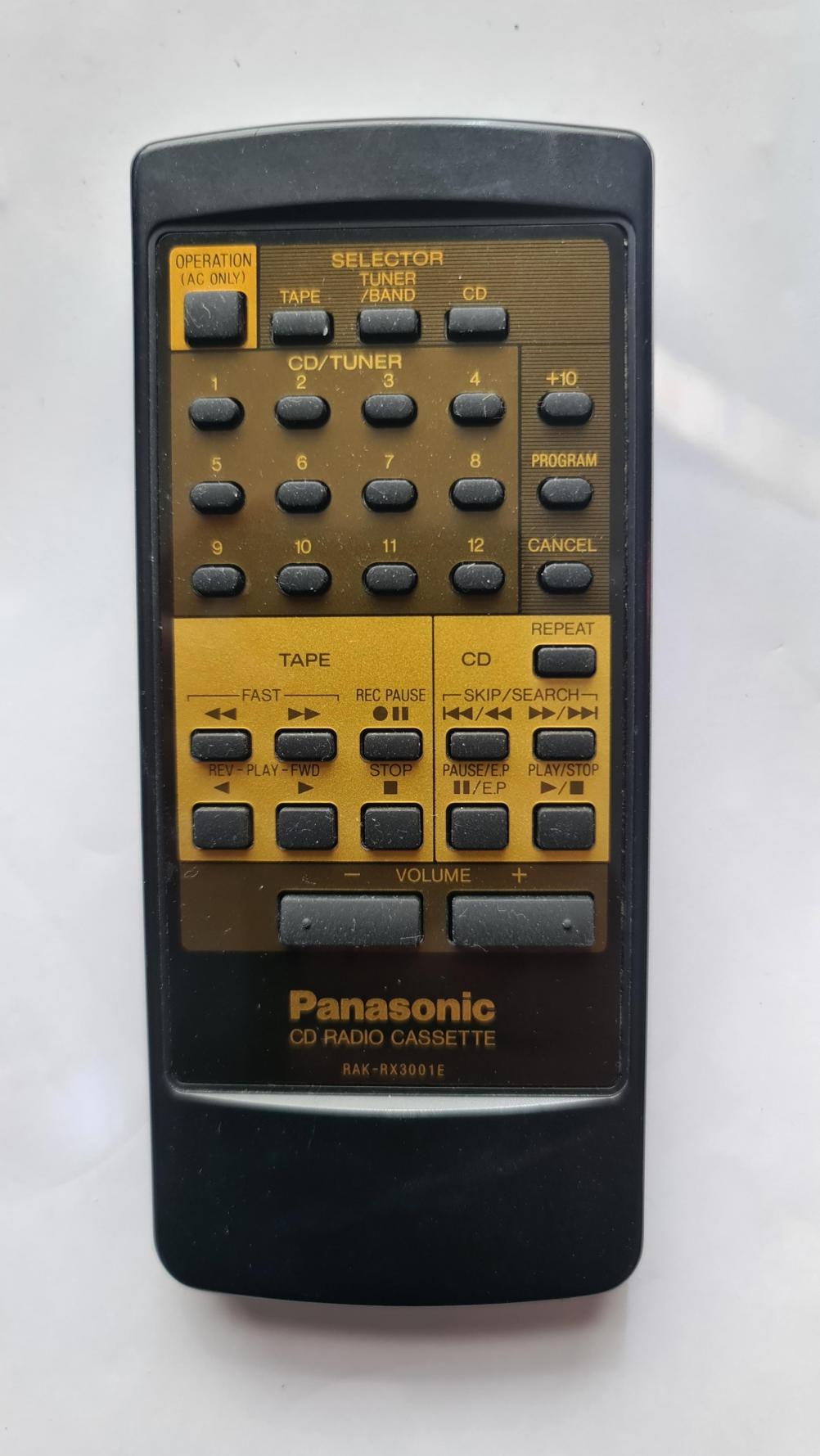 Panasonic RAK-RX3001E Remote Control - Front Image