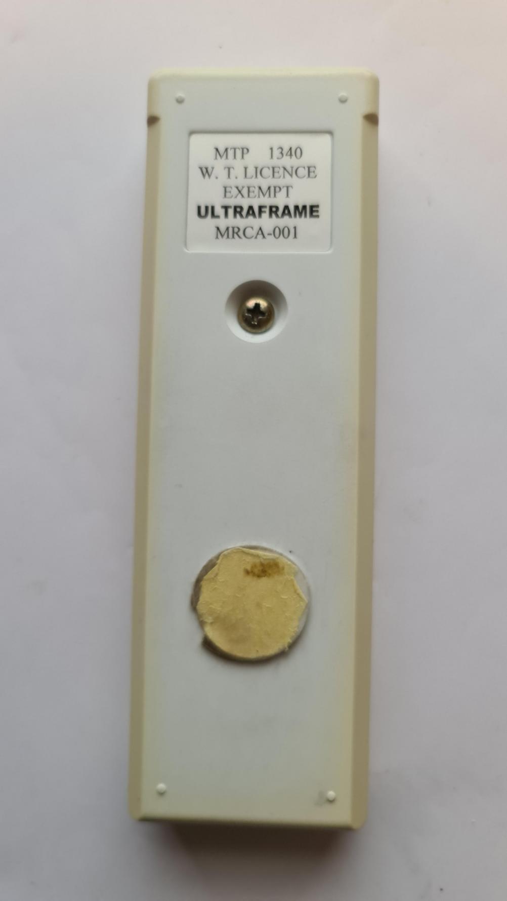 Ultraframe  Remote Control - Back Image