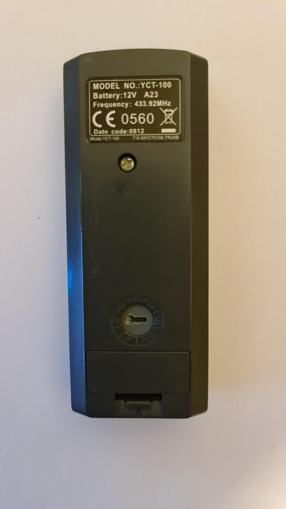 Flamerite YCT-100 Remote Control - Back Image