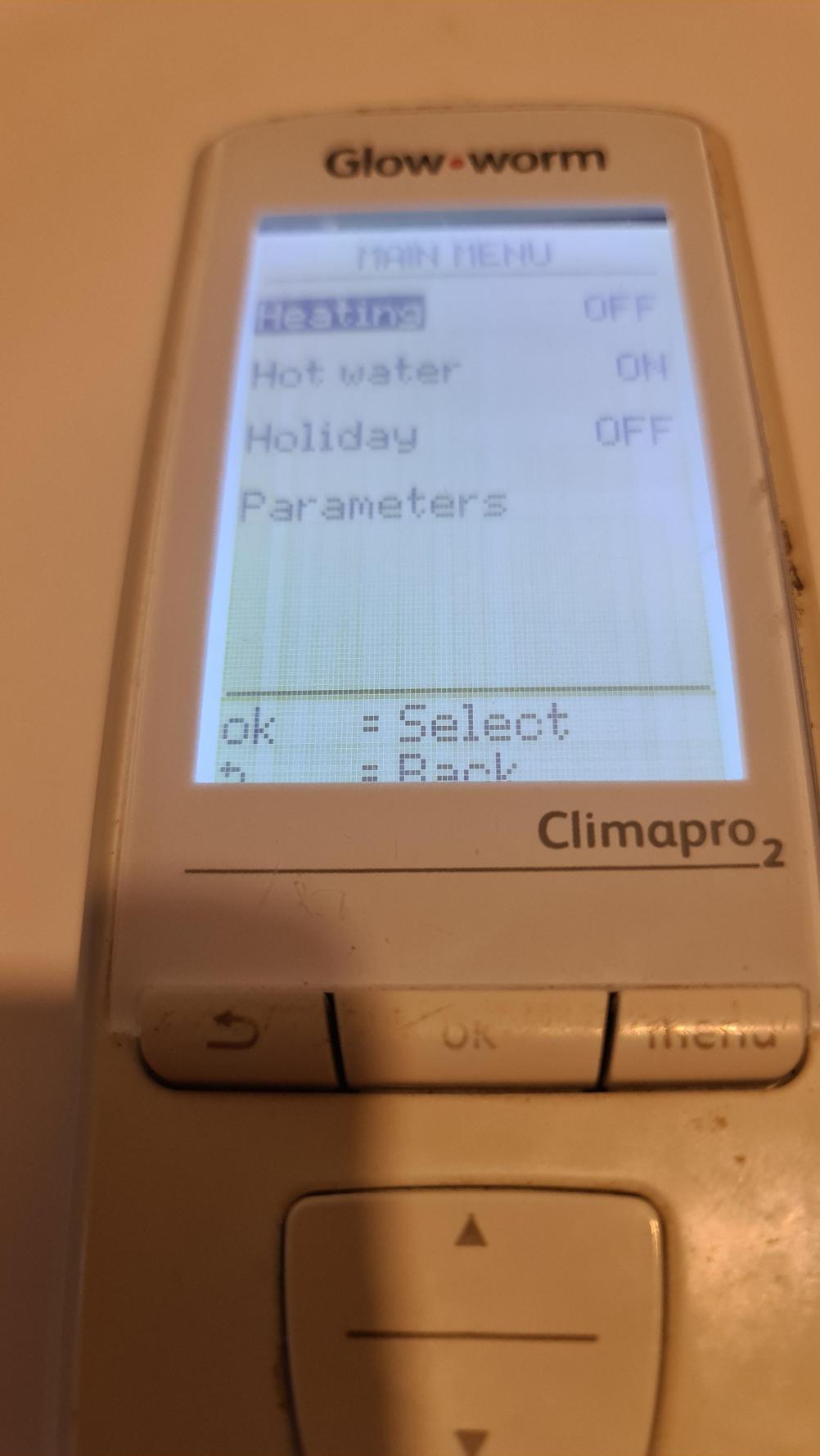 Glow Worm Climapro2 Remote Control - Inside Image