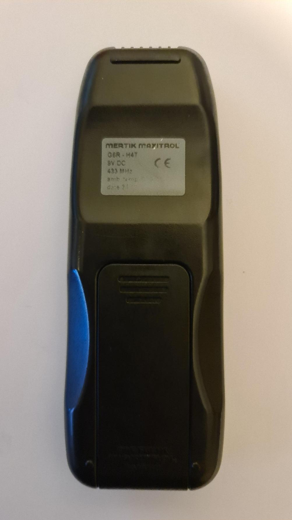 Mertik Maxitrol  Remote Control - Back Image