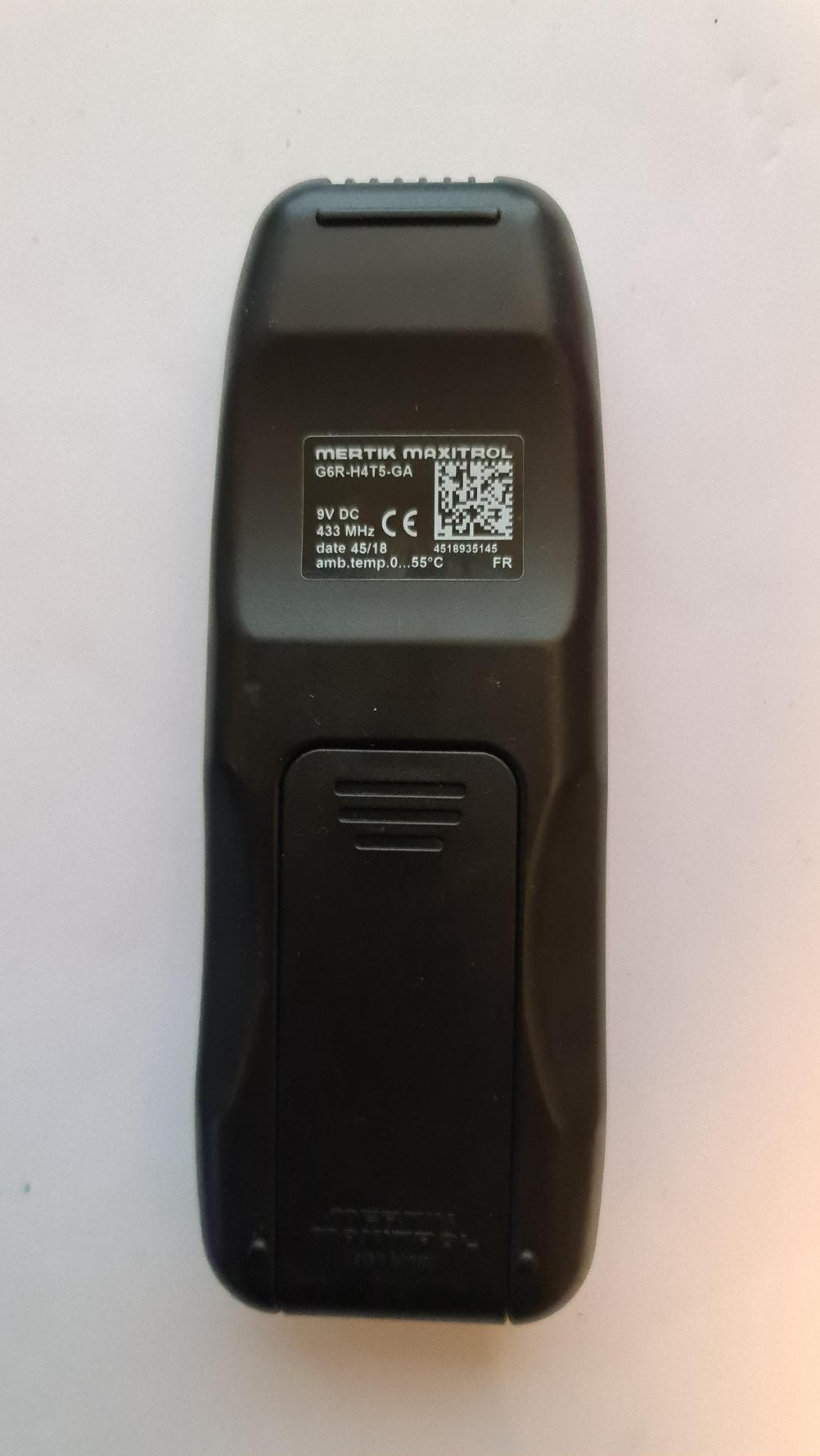 Mertik Maxitrol G6R H4T5 GA Remote Control - Back Image