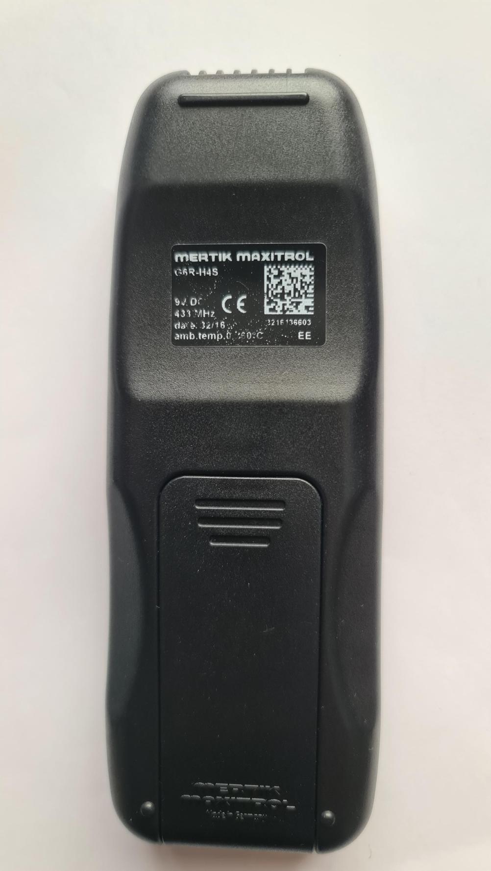 Mertik Maxitrol G6R-H4S Remote Control - Back Image
