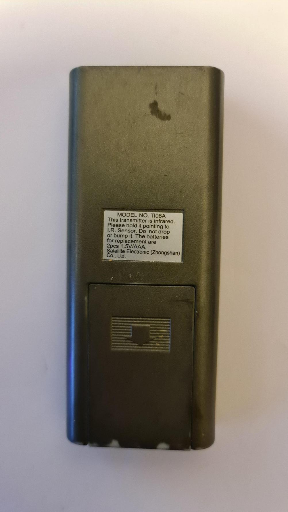 Satellite Electronic.co.Ltd  T106A Remote Control - Back Image