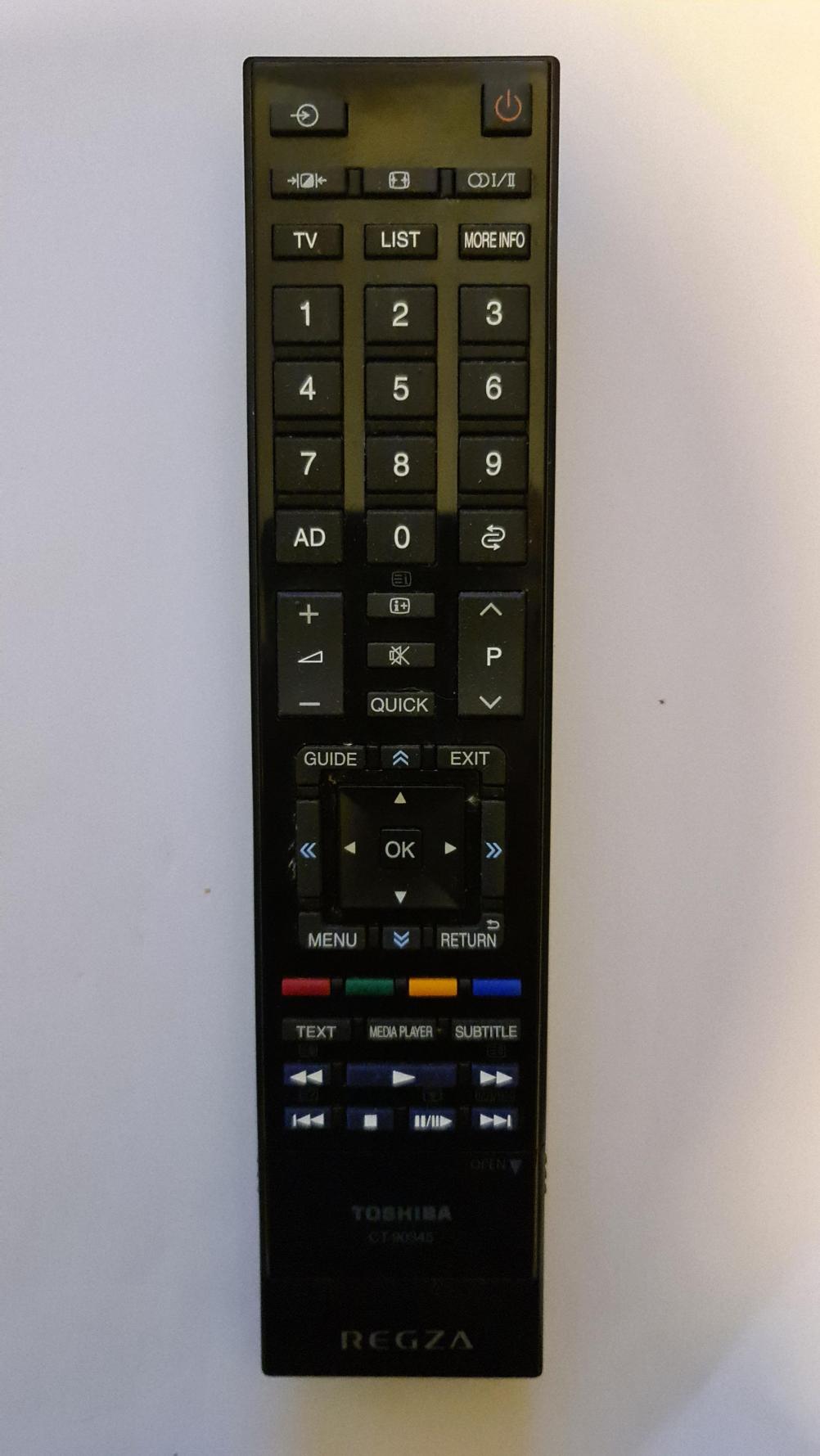 Toshiba CT 90345 Remote Control - Front Image