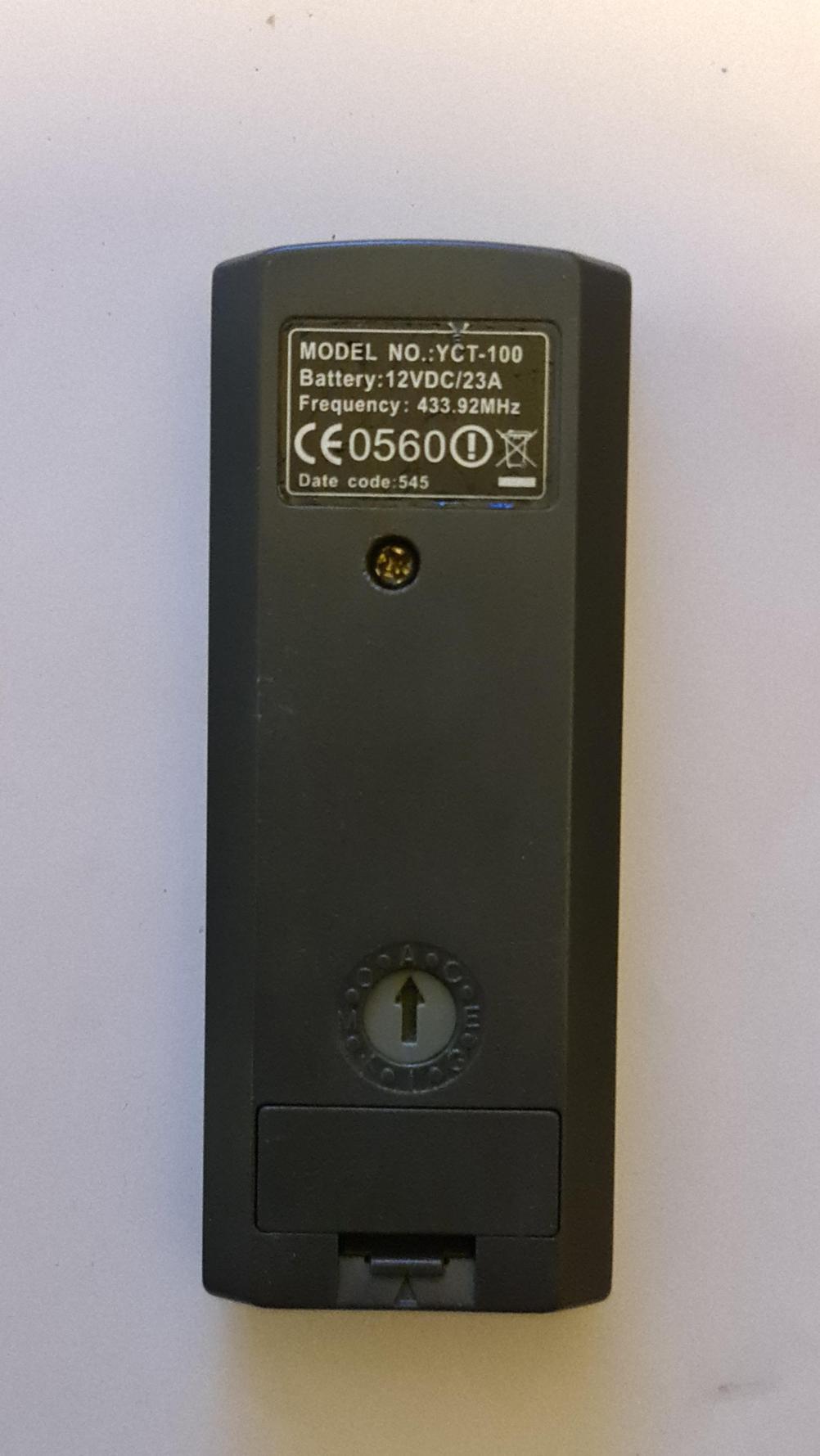 Flamerite Yct-100 Remote Control - Back Image
