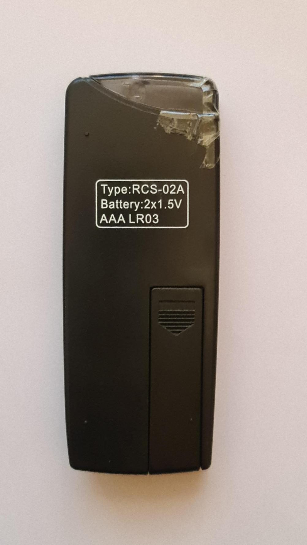  RCS-02A Remote Control - Back Image