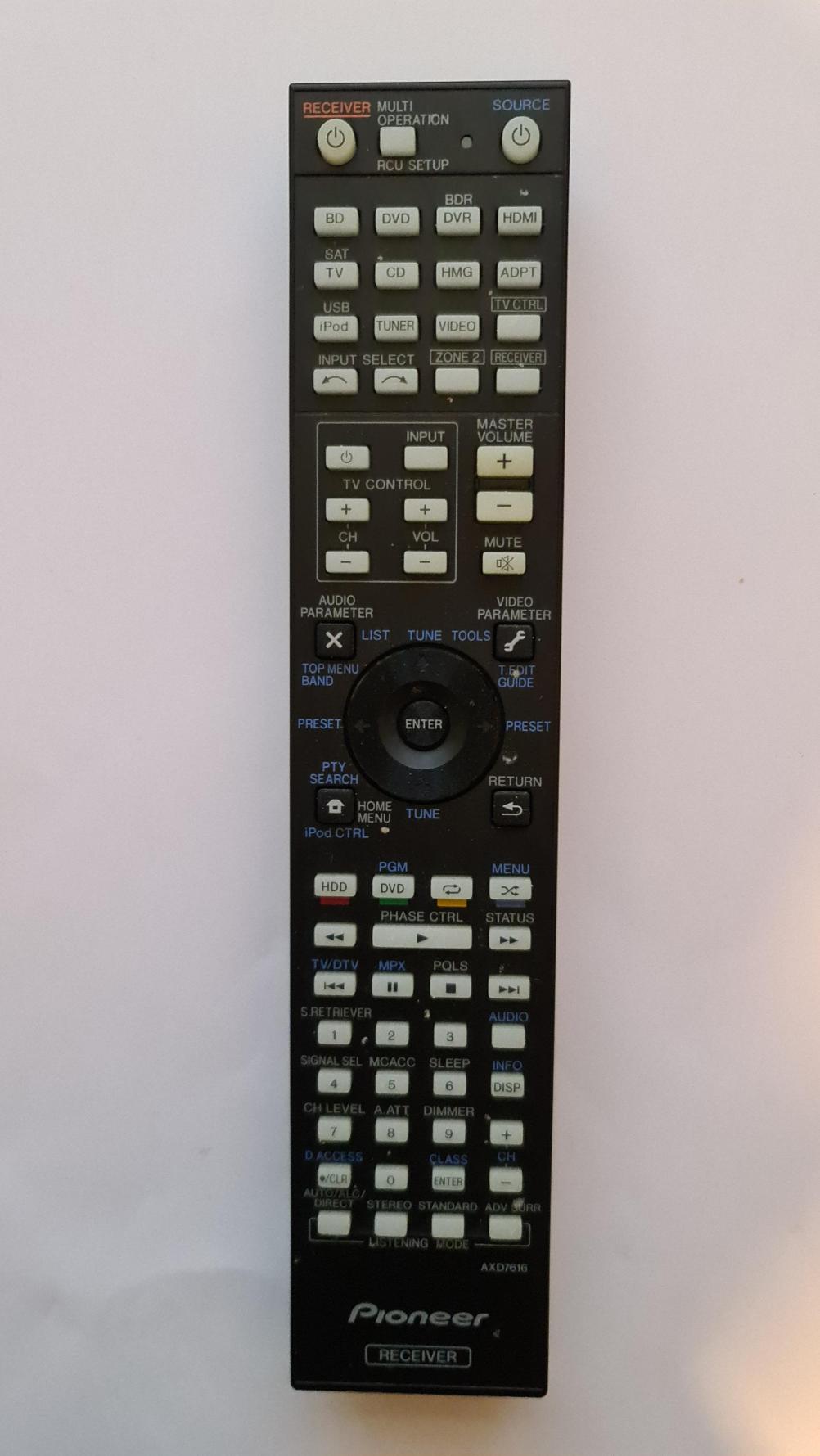 Pioneer  AXD7616 Remote Control - Front Image