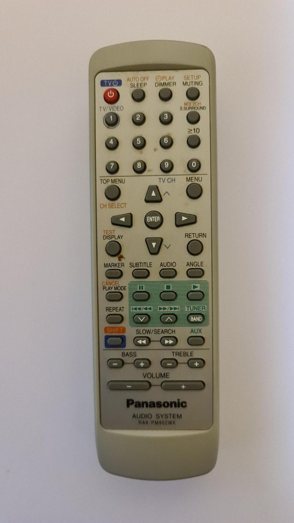 Panasonic rak pm 902wk Remote Control - Front Image