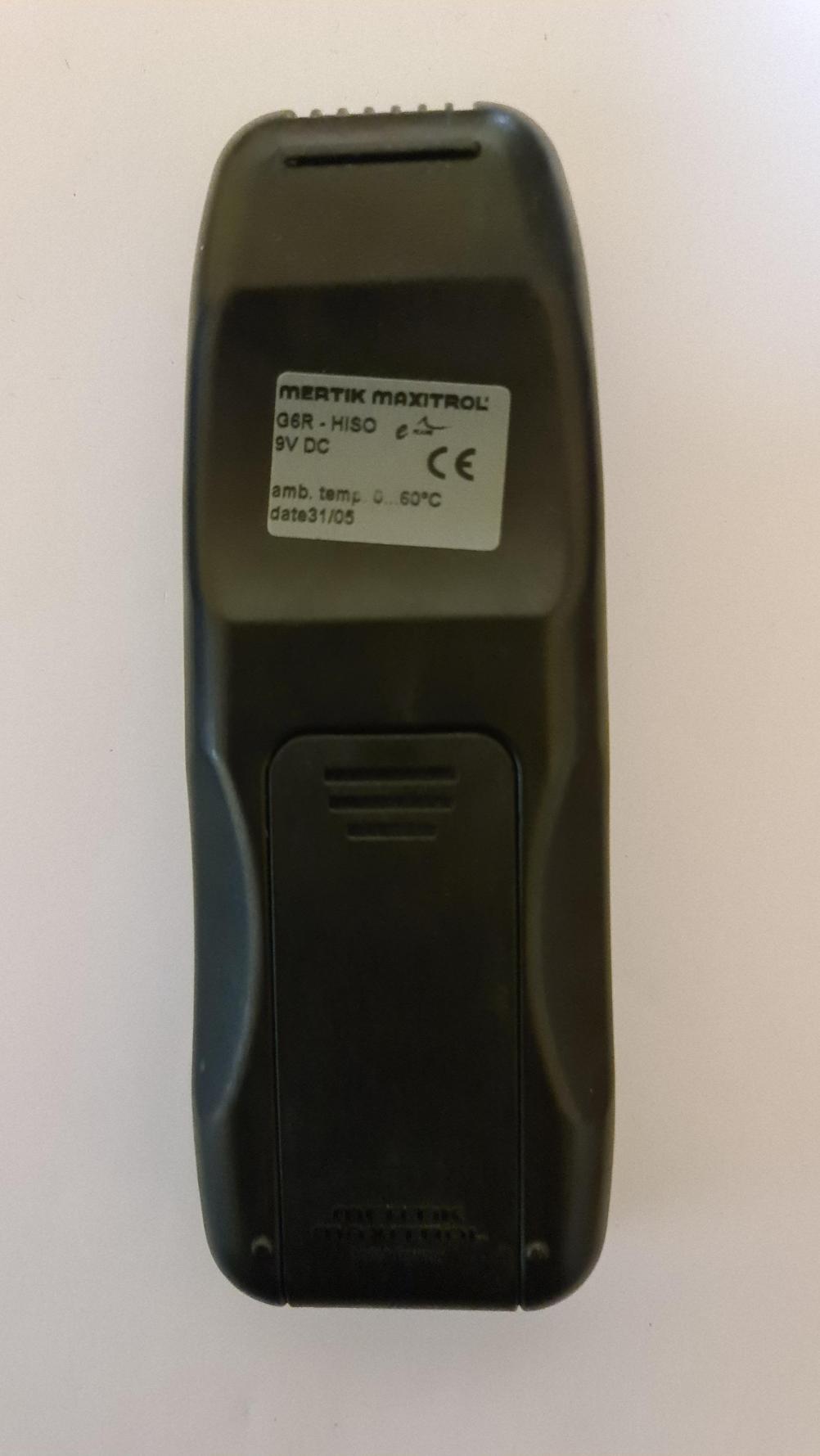 Mertik maxitrol  Remote Control - Back Image
