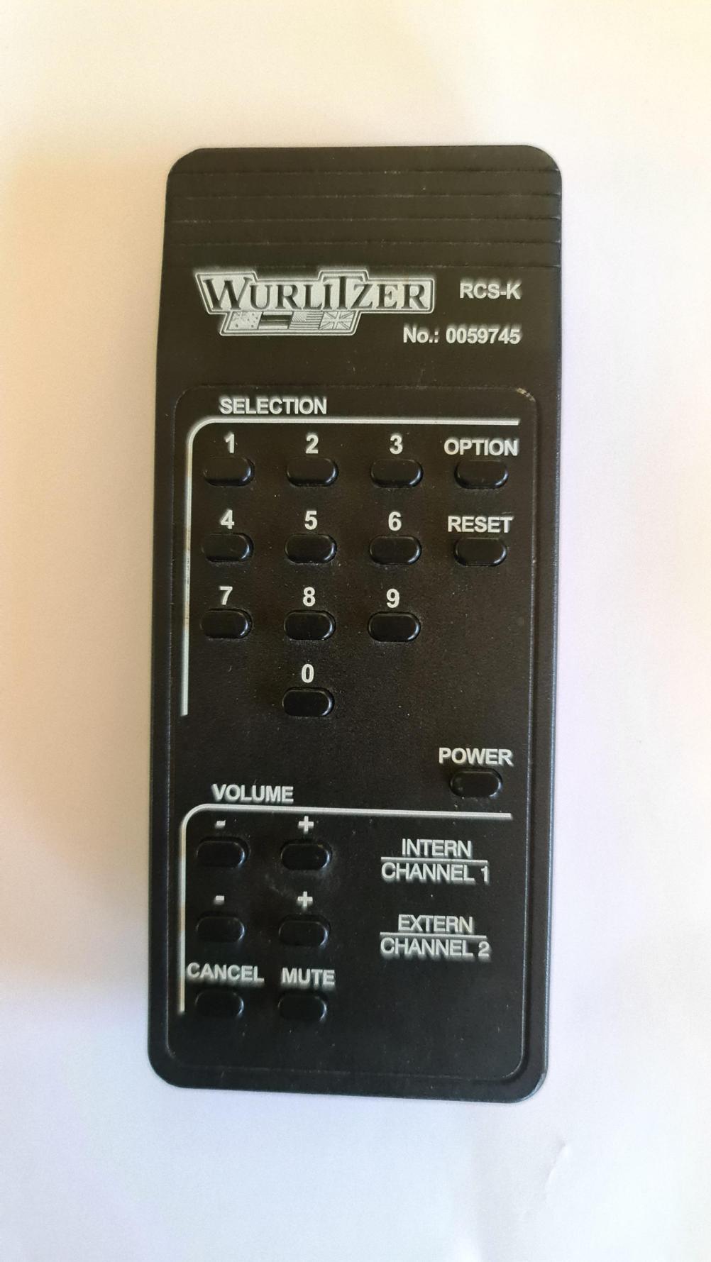 Wurlitzer Jukebox  Remote Control - Front Image