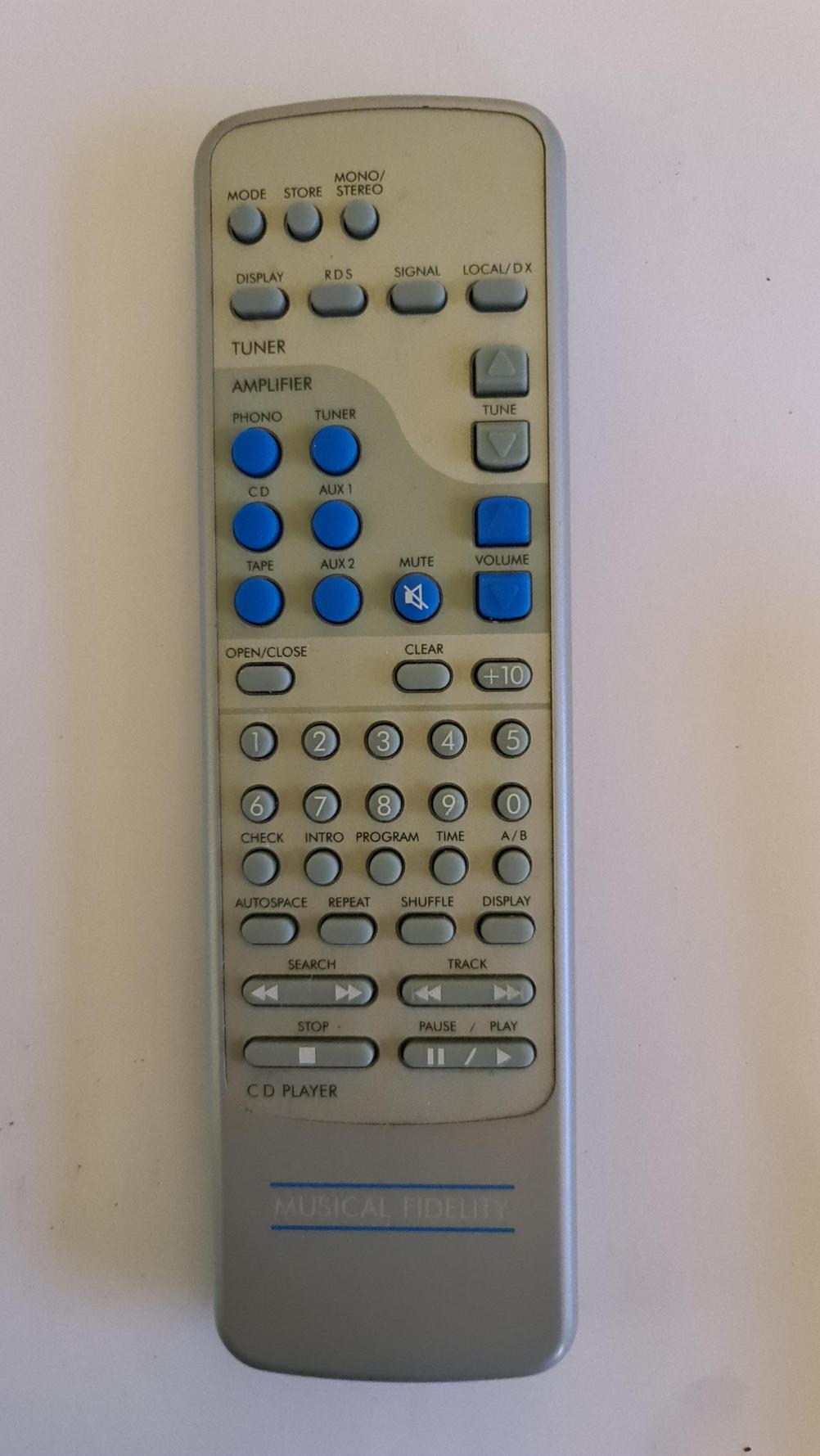Musical Fidelity  Remote Control - Front Image