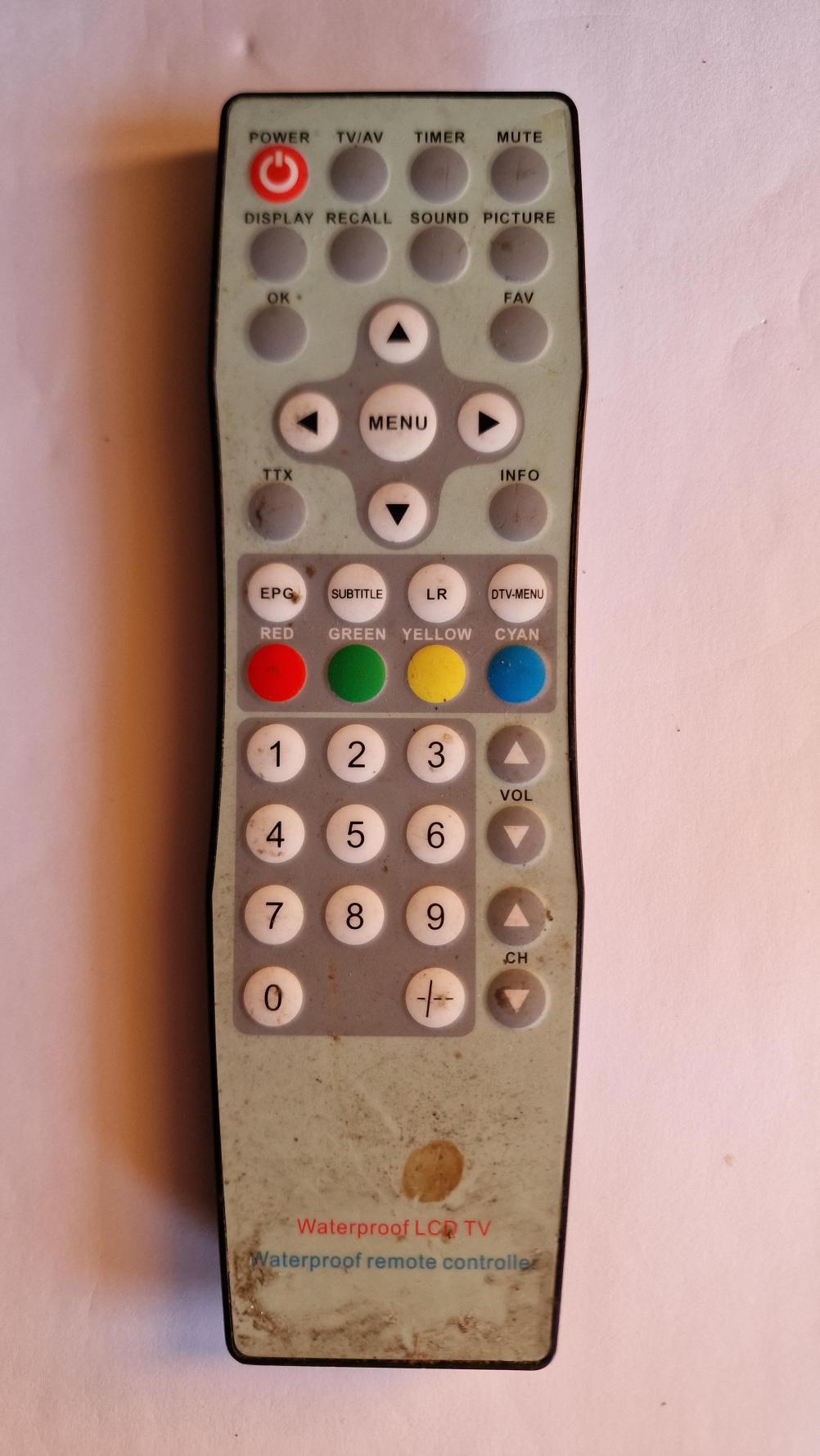 Bathroom TV  Remote Control - Front Image