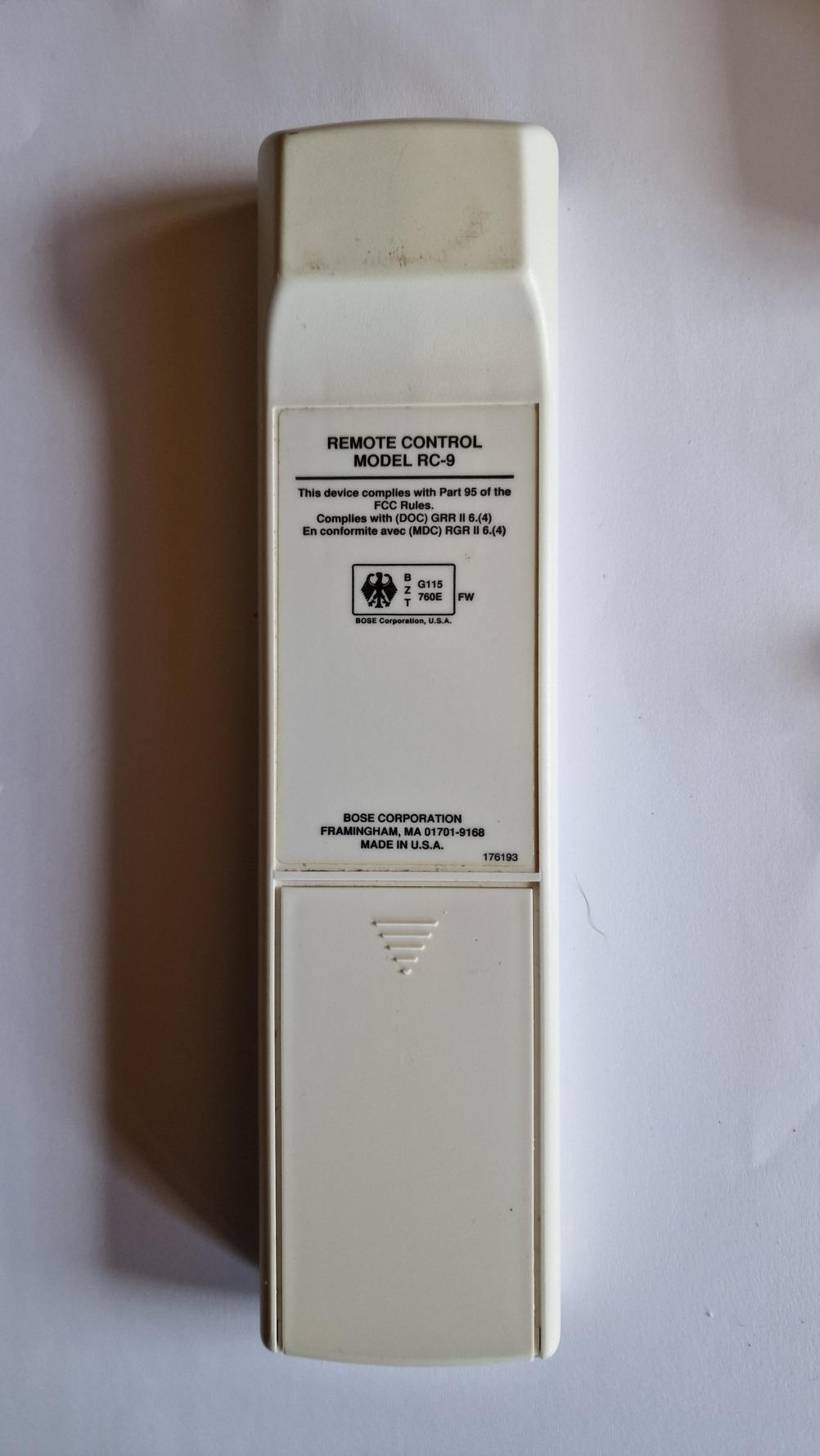 Bose RC9 Remote Control - Back Image