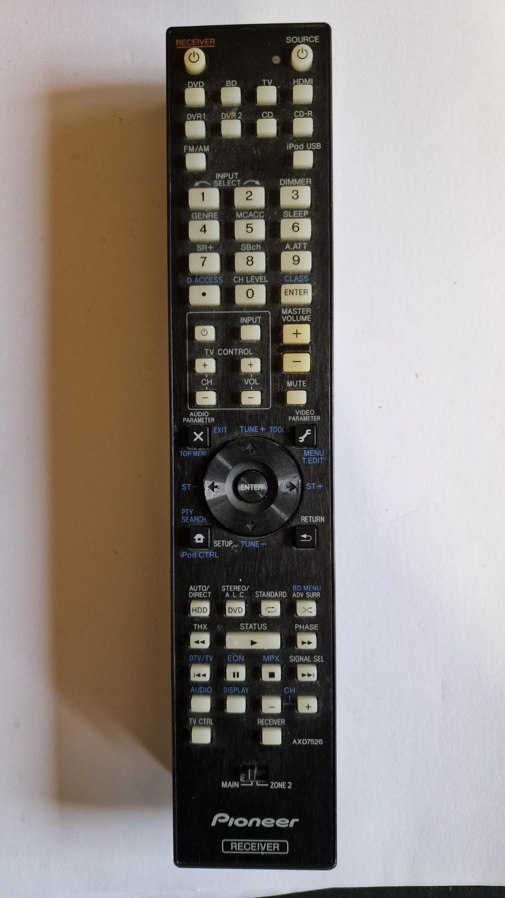 Pioneer AXD7526 Remote Control - Front Image