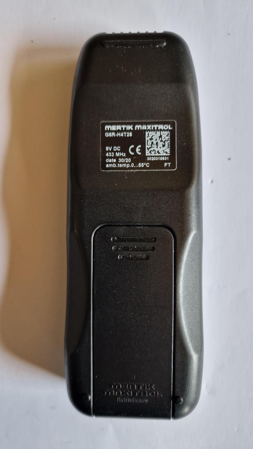 Mertik Maxitrol  G6R-H4T28 Remote Control - Back Image