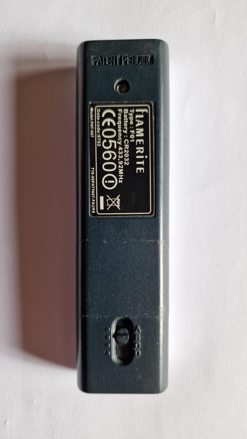 Flamerite fires  Remote Control - Back Image