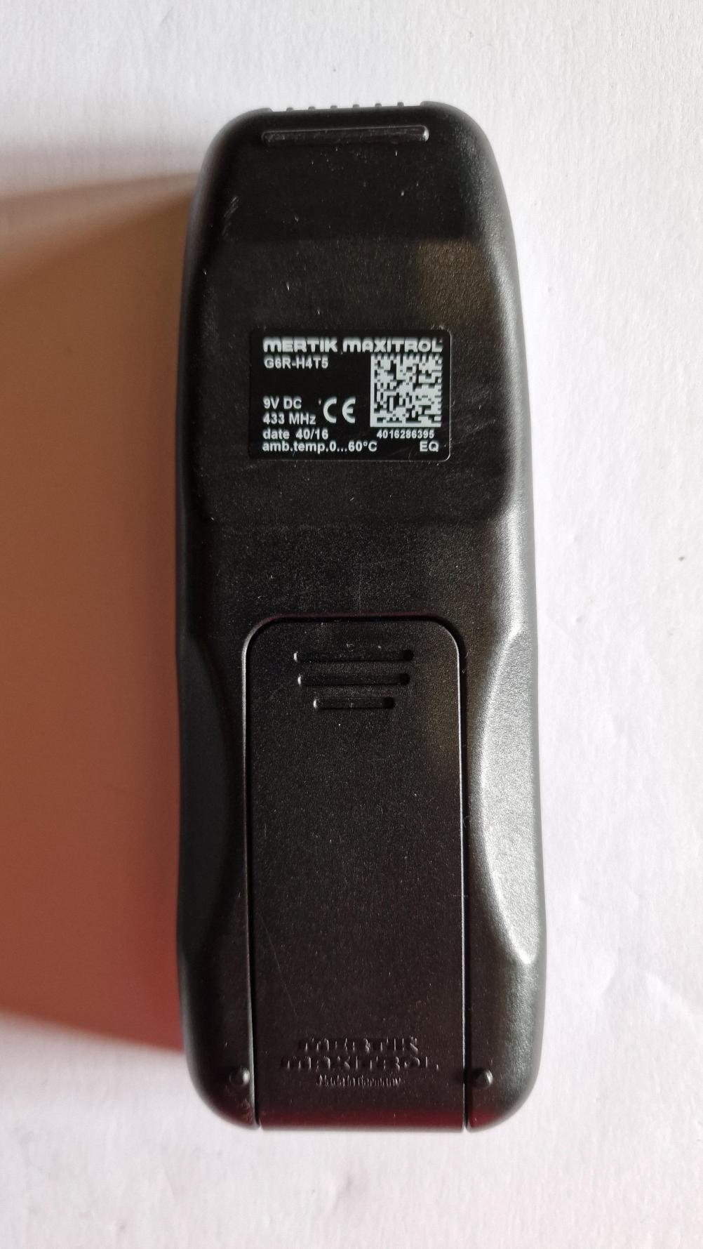 Mertik Maxitrol  G6R-H4T5 Remote Control - Back Image