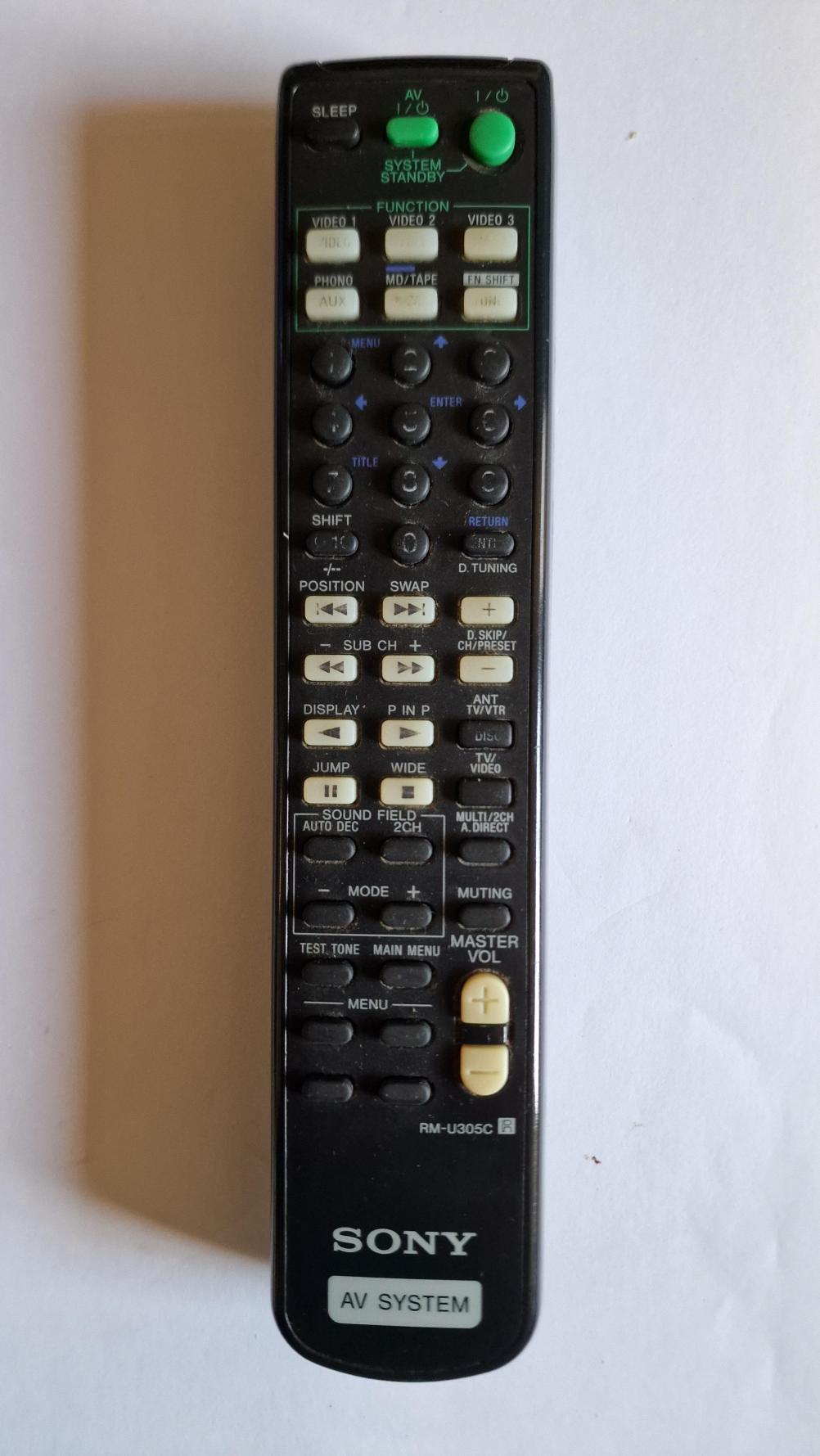 SONY  RM U305C Remote Control - Front Image