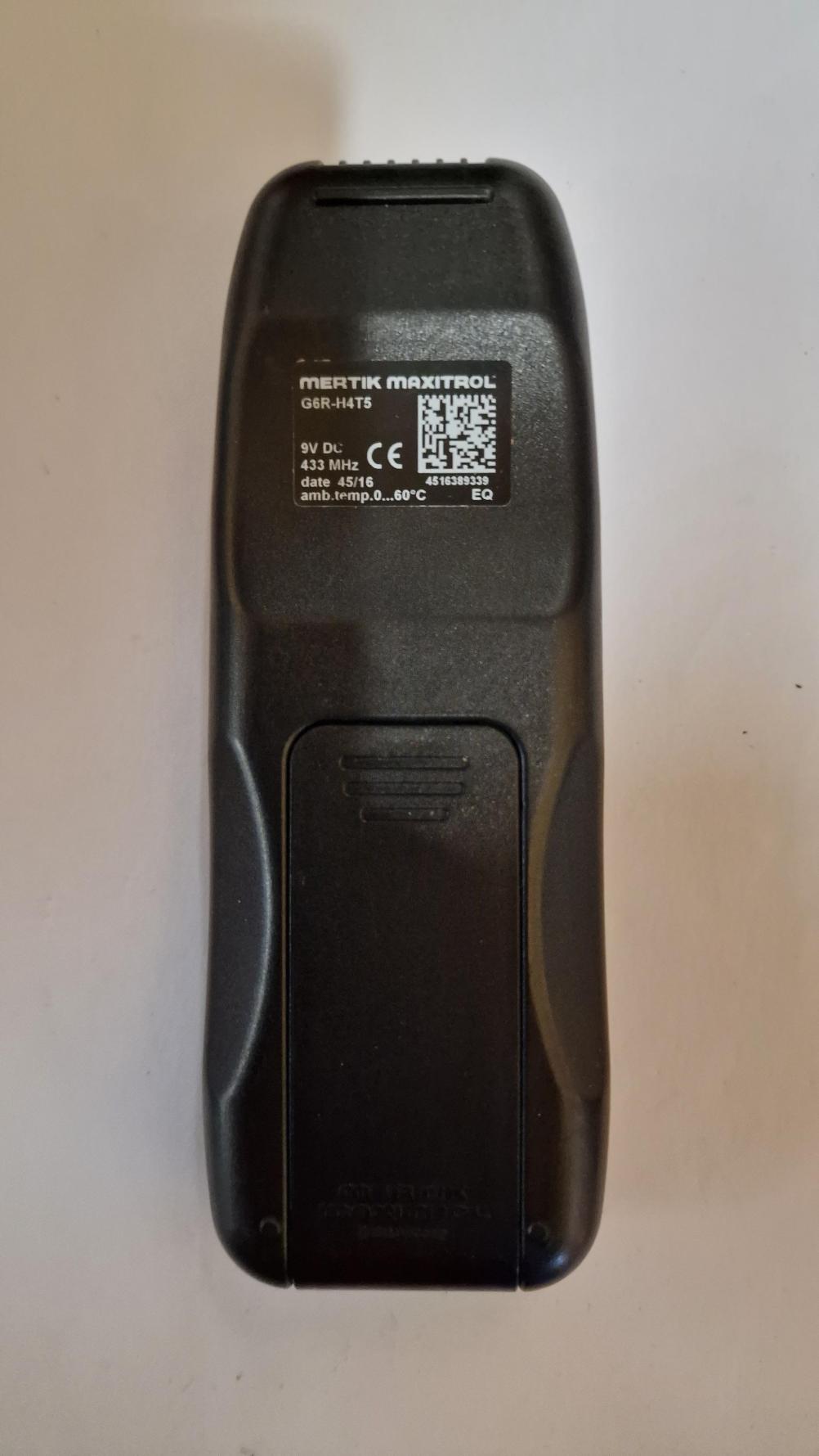 Mertik Maxitrol  G6R-H4T5 Remote Control - Back Image