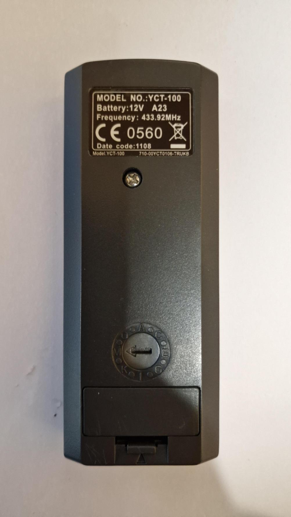 Flamerite YCT-100 Remote Control - Back Image