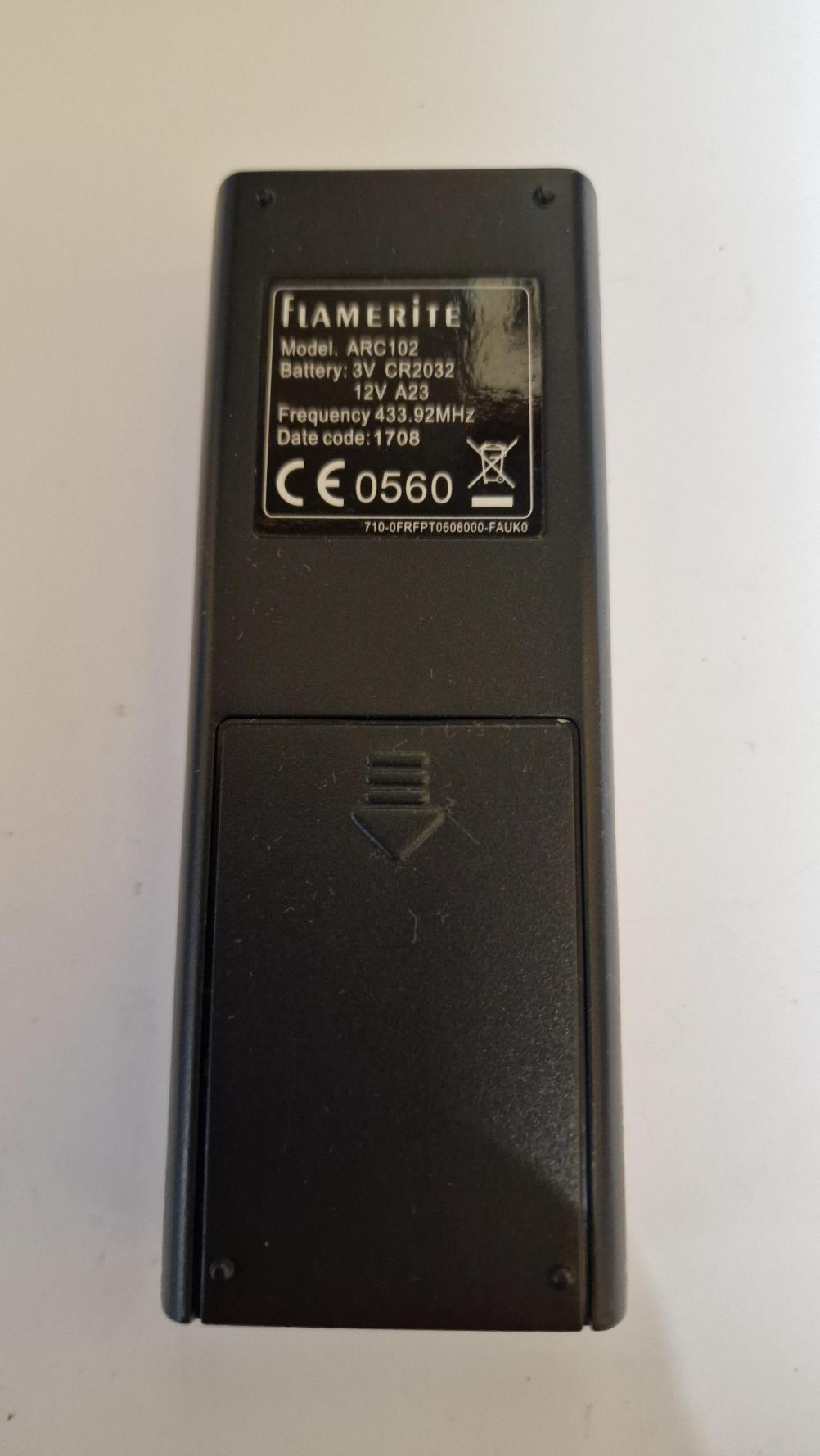 Flamerite  ARC102 Remote Control - Back Image