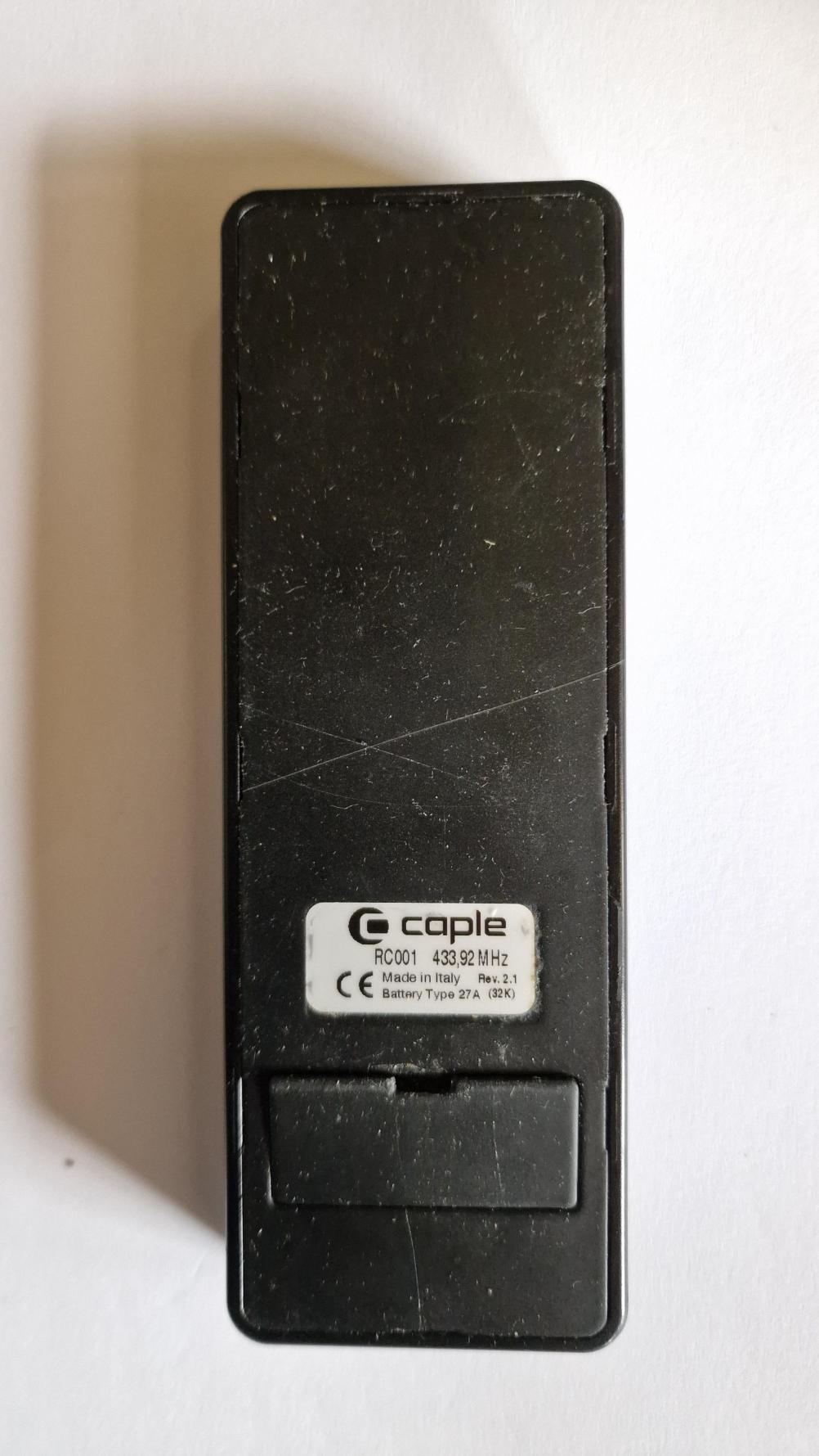 caple extractor RC001 43392MHz Remote Control - Back Image