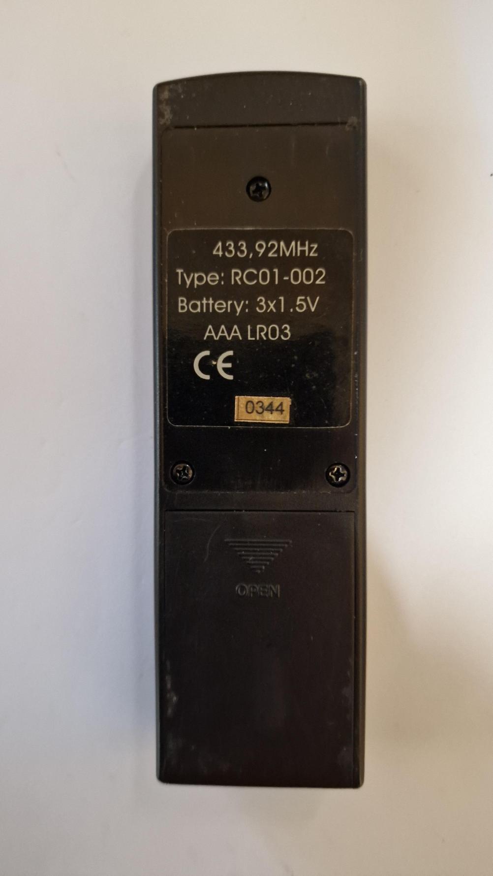 Dimplex Montana RC01-002 Remote Control - Back Image