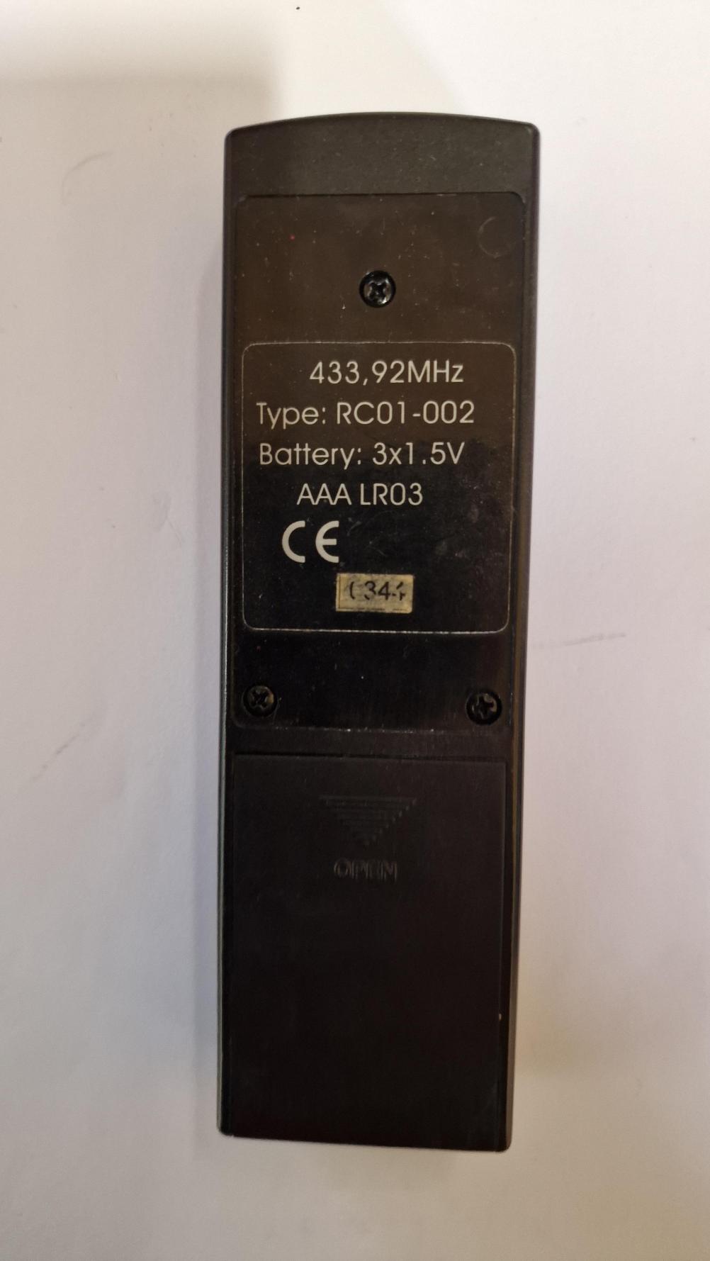 Dimplex  Remote Control - Back Image