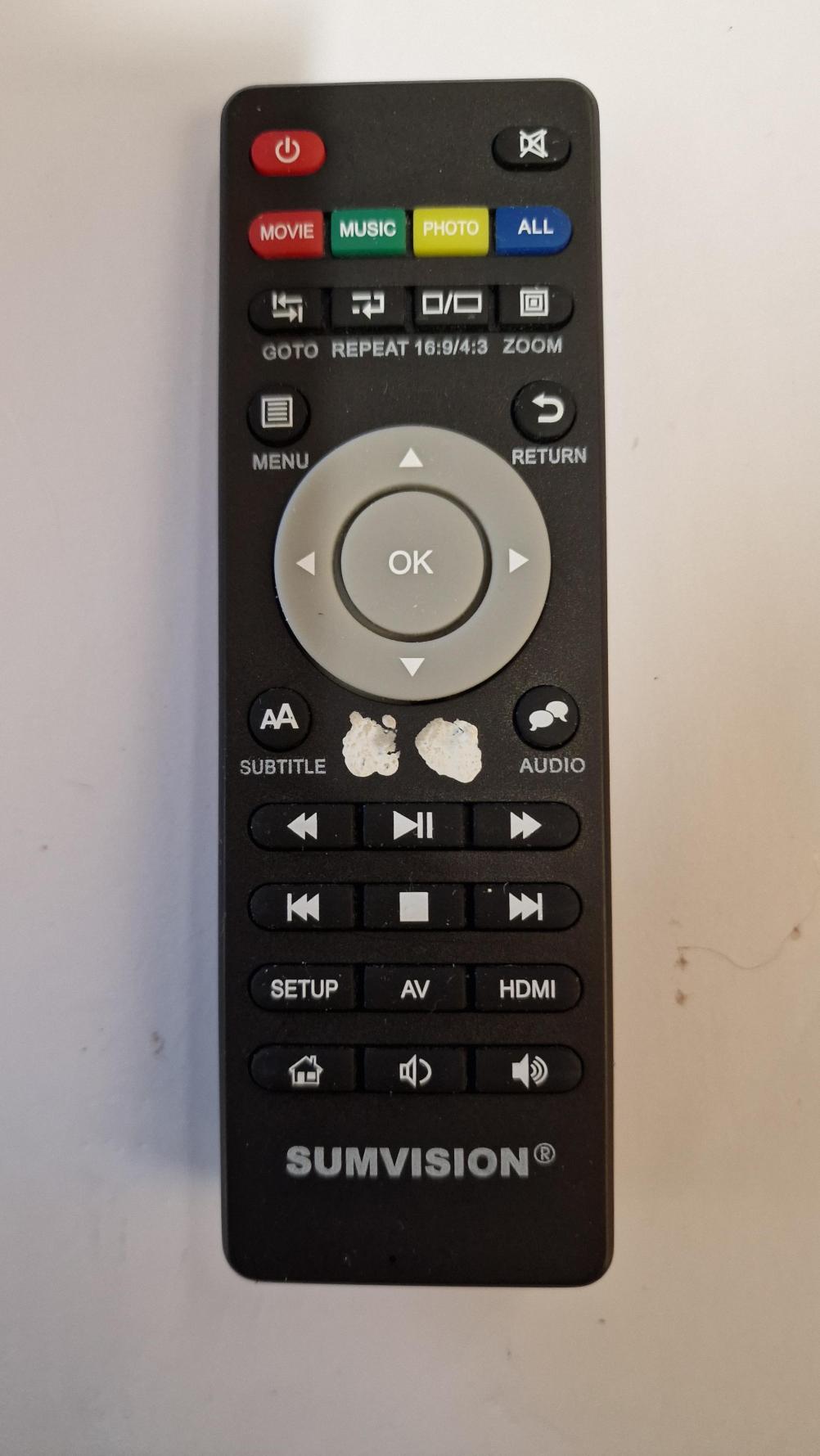 Sumvision cyclone micro 2+ Remote Control - Front Image