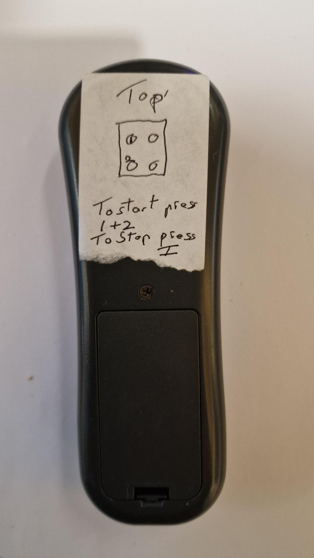 Kinder gas fire Remote Control - Back Image