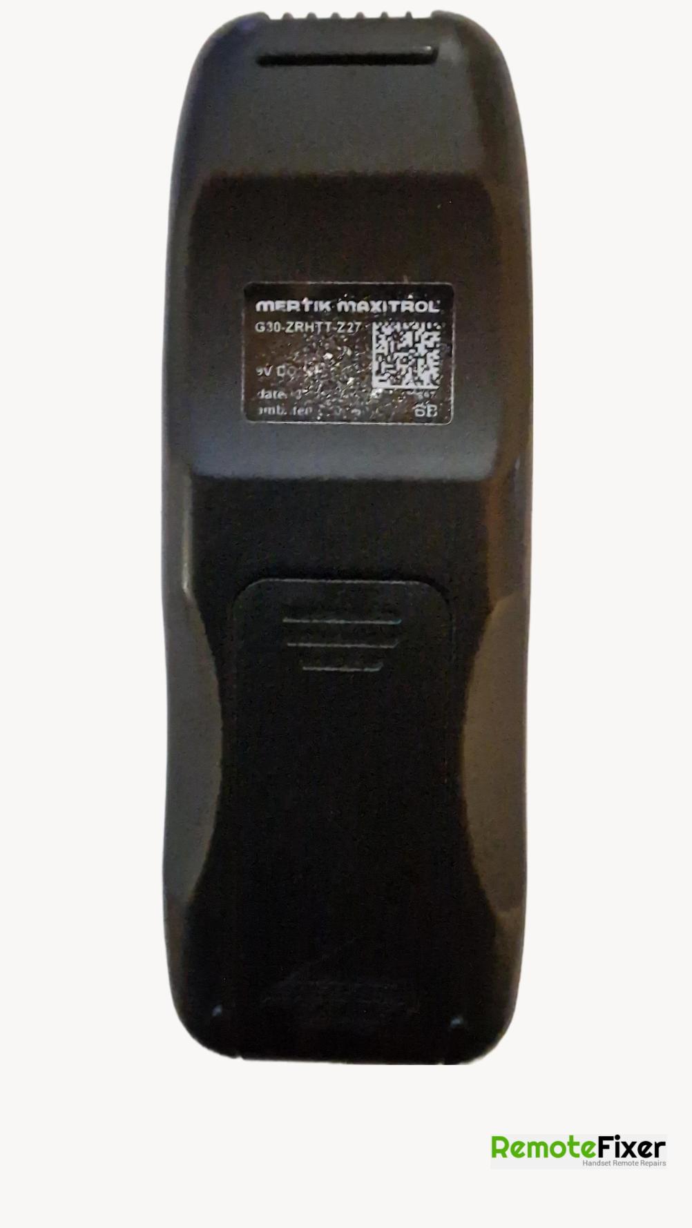 GAZCO  G30-ZRHTT-Z27 Remote Control - Back Image