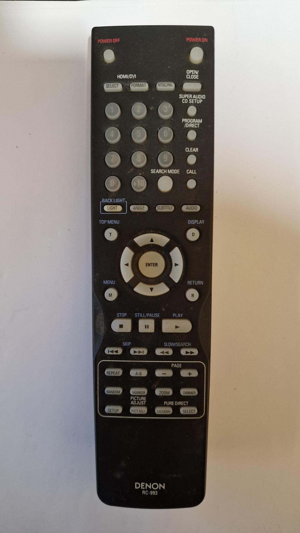 Denon RC-993 Remote Control - Front Image