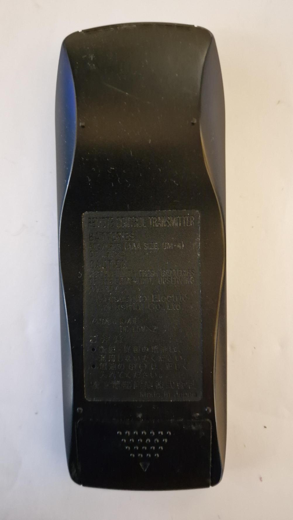 Technics  Remote Control - Back Image