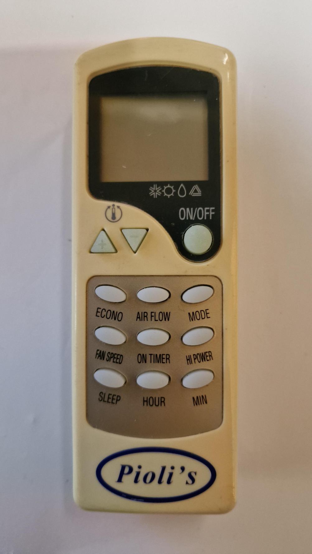 Pioli's  AC Remote Control - Front Image