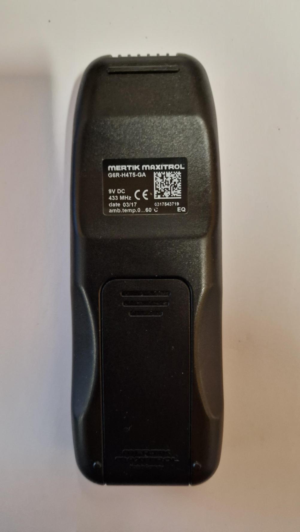 Gazco /Mertik Maxitrol  G6R-H4T5-GA Remote Control - Back Image