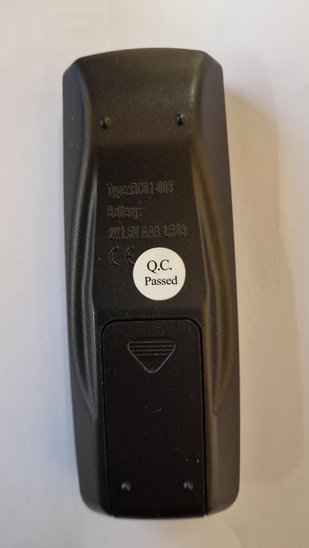 Dimplex  RC01-008 Remote Control - Back Image