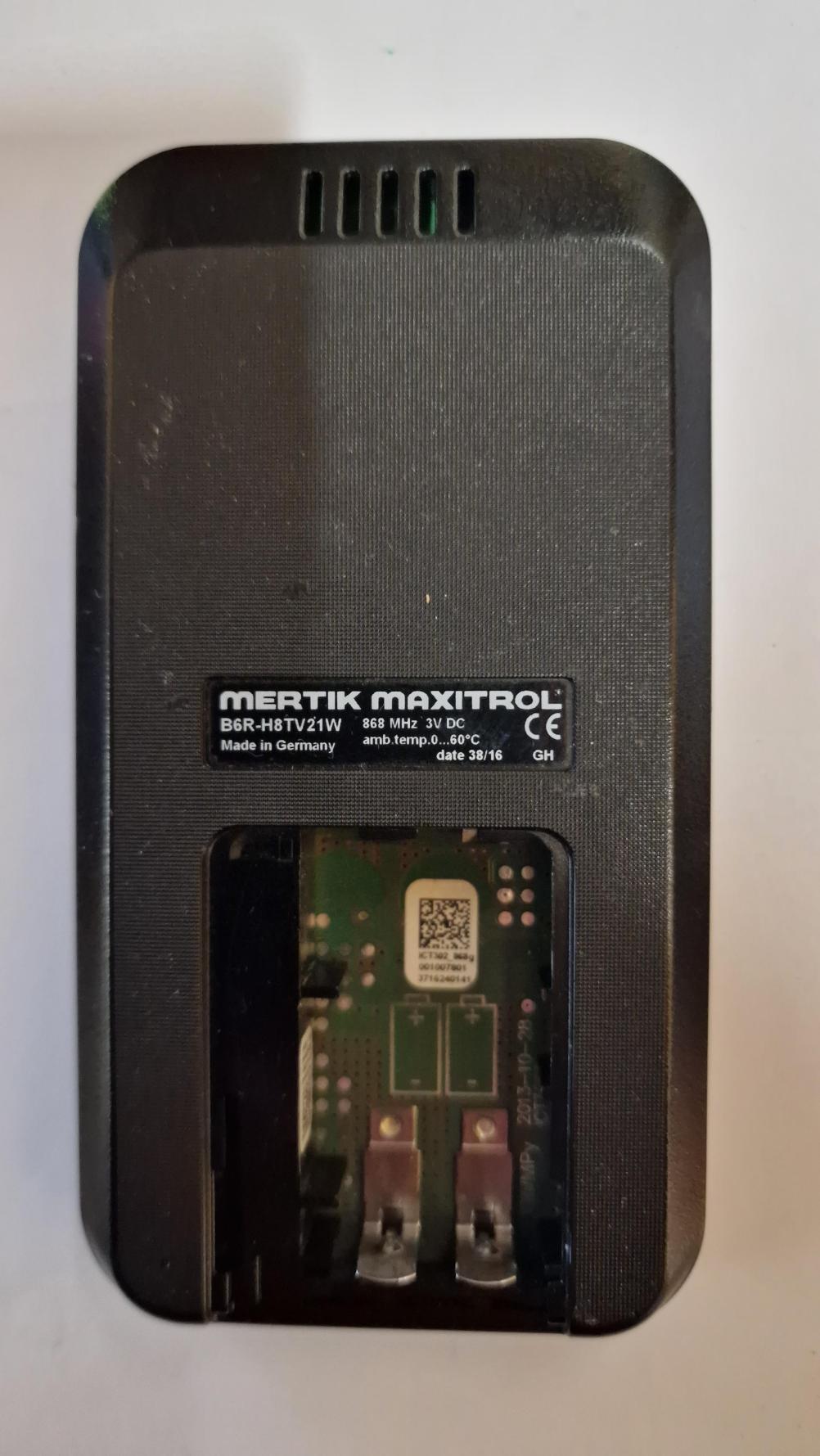 Mertik Maxitrol  Remote Control - Back Image